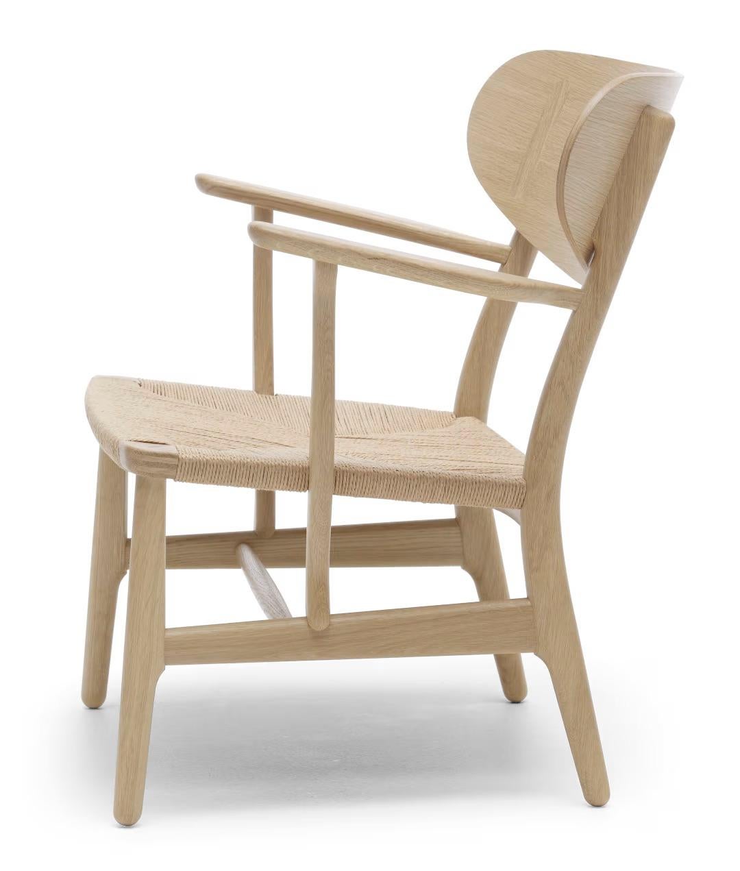 Mid-Century moderno Sedia Hansen 'CH22' in Oak Soap & Natural Papercord per Carl Hansen & Son in vendita