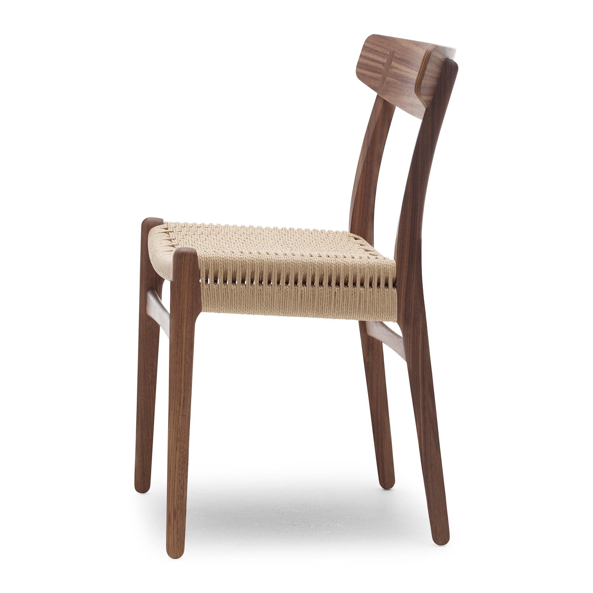 Mid-Century moderno Sedia Hansen 'CH23' in olio di noce e corda di carta naturale per Carl Hansen & Son in vendita