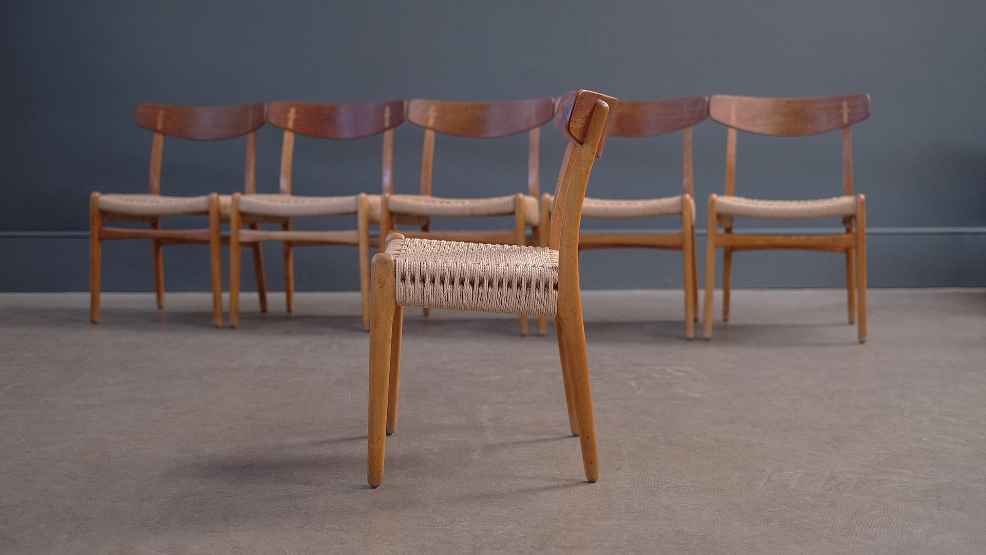 Danish Scandinavian Modern Oak Hans Wegner CH23 Chairs, Mid 20th Century