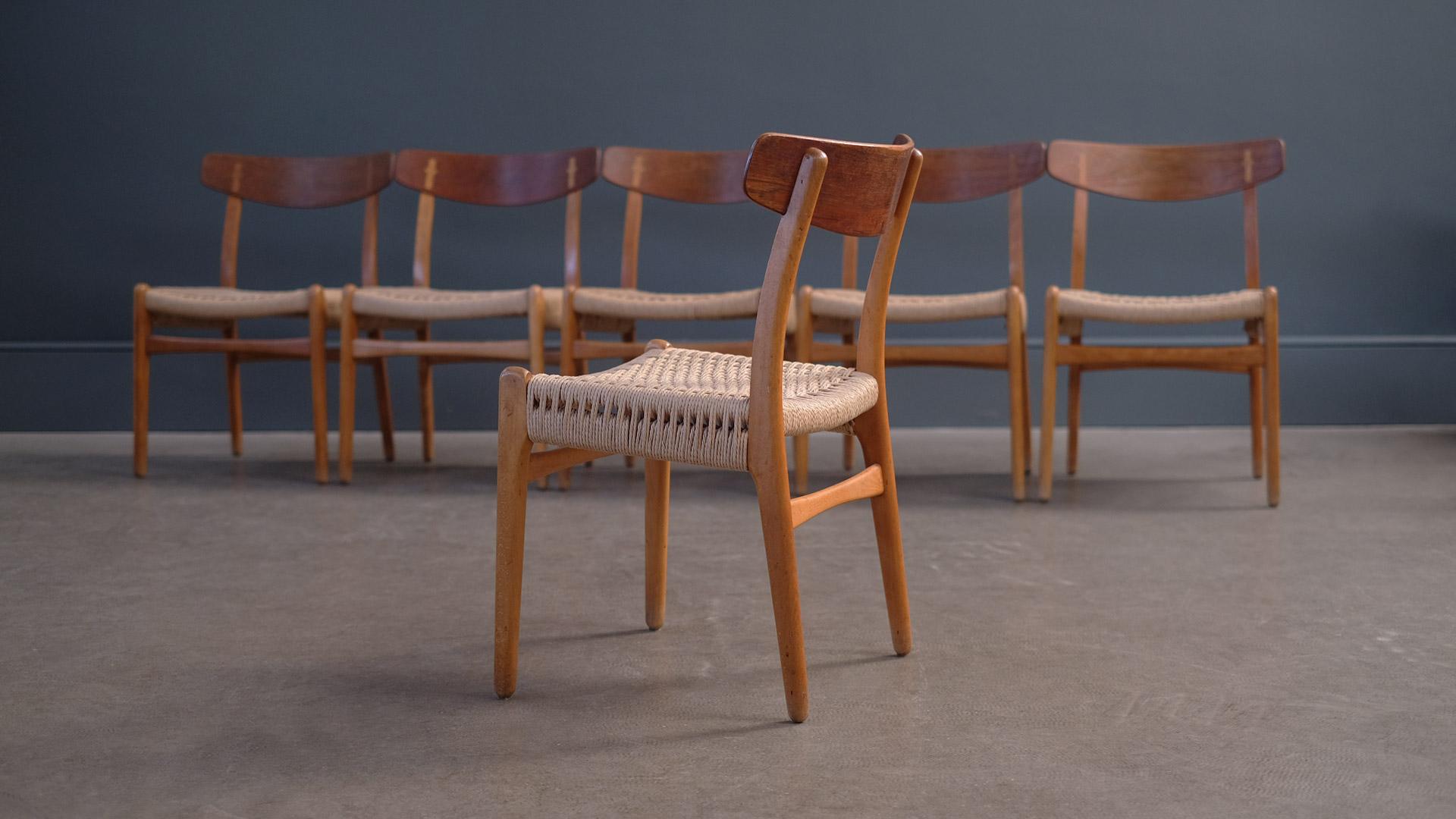 Scandinavian Modern Oak Hans Wegner CH23 Chairs, Mid 20th Century In Good Condition In Epperstone, Nottinghamshire