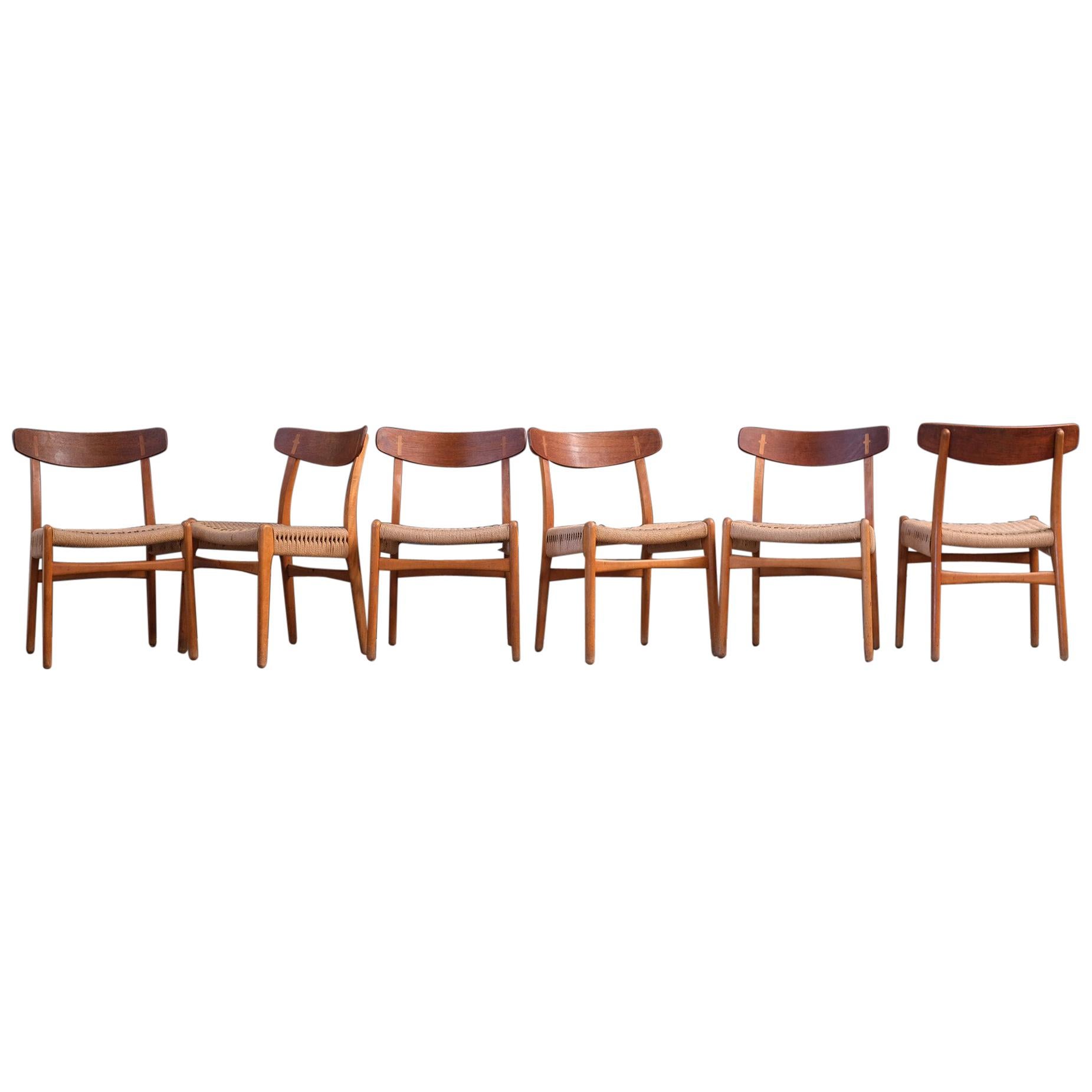Scandinavian Modern Oak Hans Wegner CH23 Chairs, Mid 20th Century