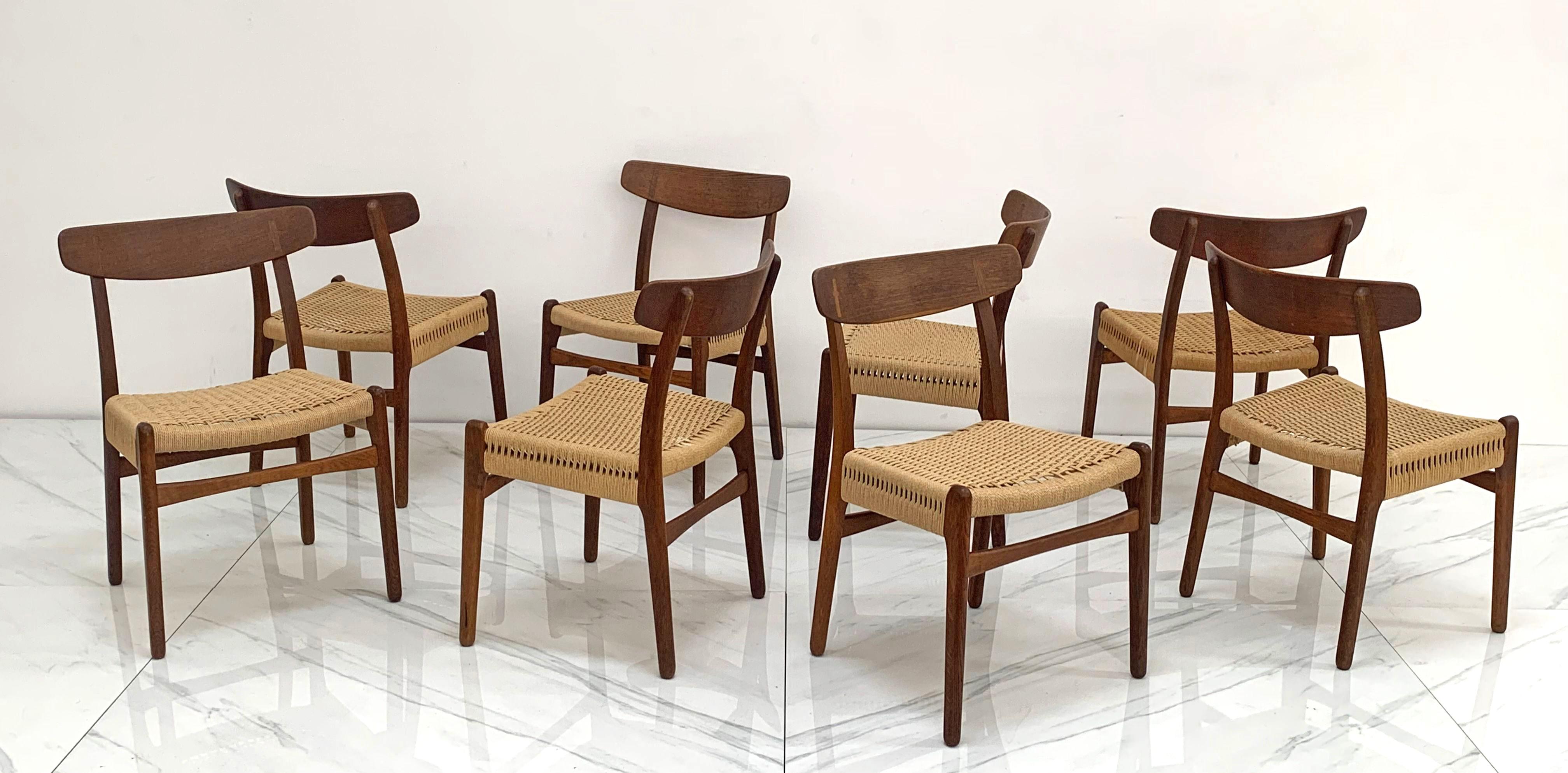 Papercord Hans Wegner CH23 Dining Chairs Carl Hansen & Son, Denmark, Set of 8 For Sale