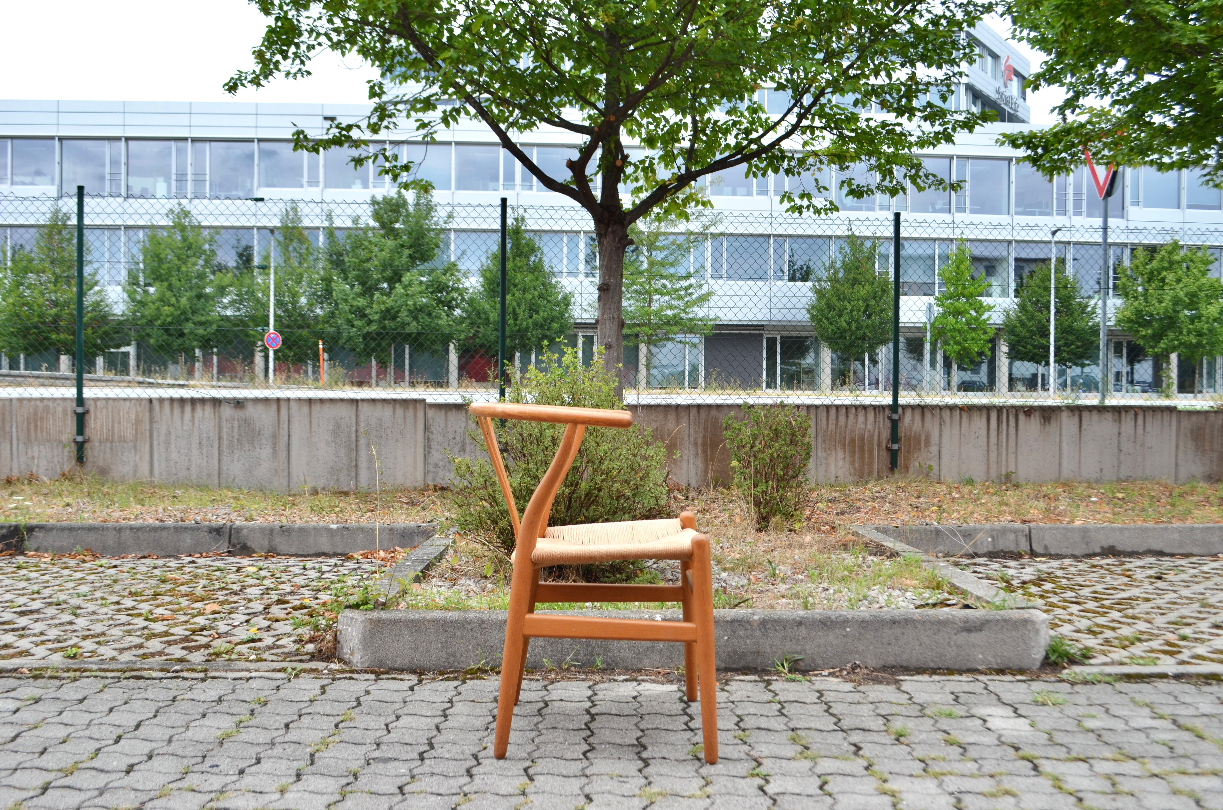 Hans Wegner CH24 chaise en chêne vintage Wishbone Y pour Carl Hansen lot de 4 en vente 2