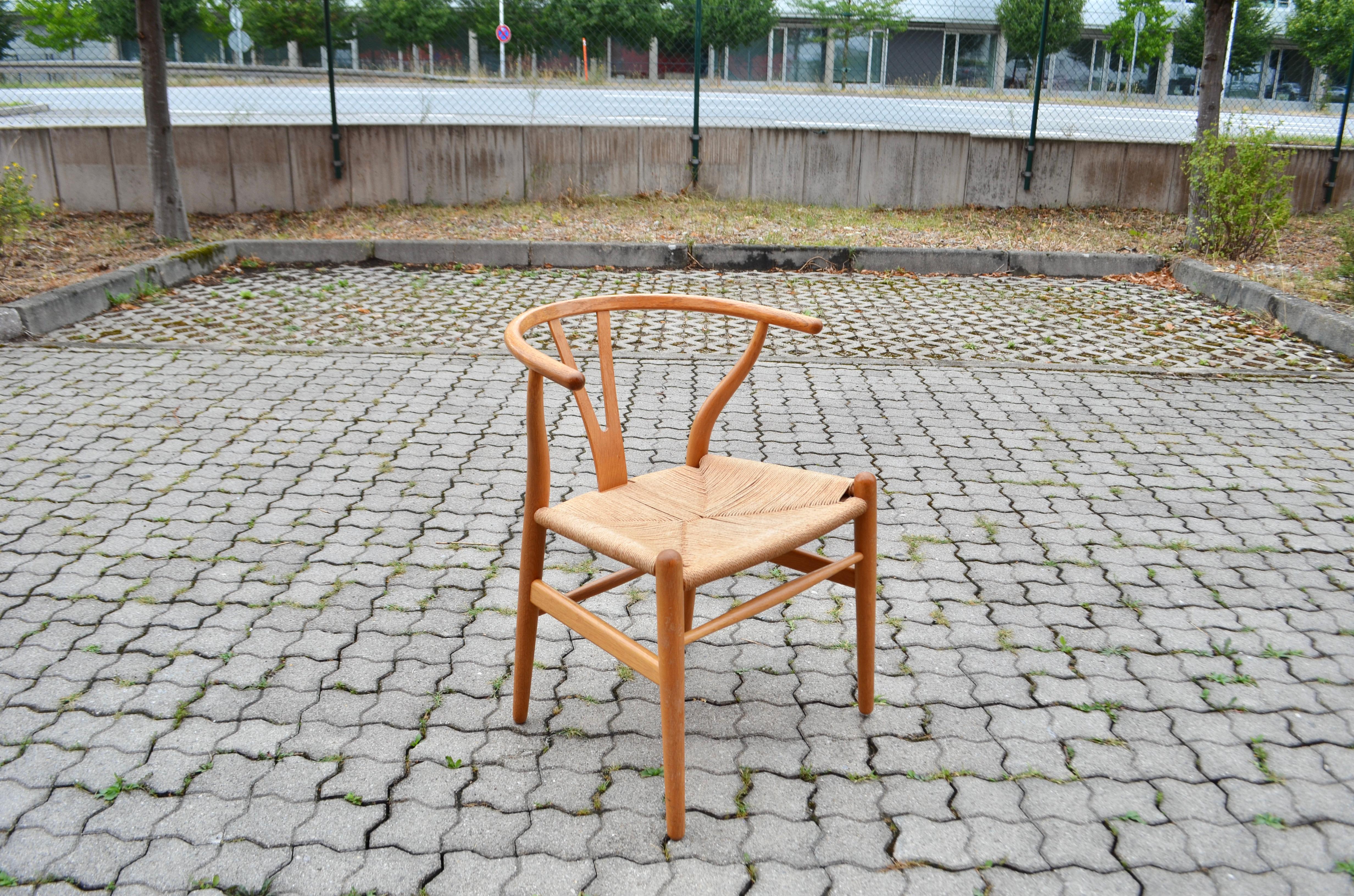 Corde en papier Hans Wegner CH24 chaise en chêne vintage Wishbone Y pour Carl Hansen lot de 4 en vente