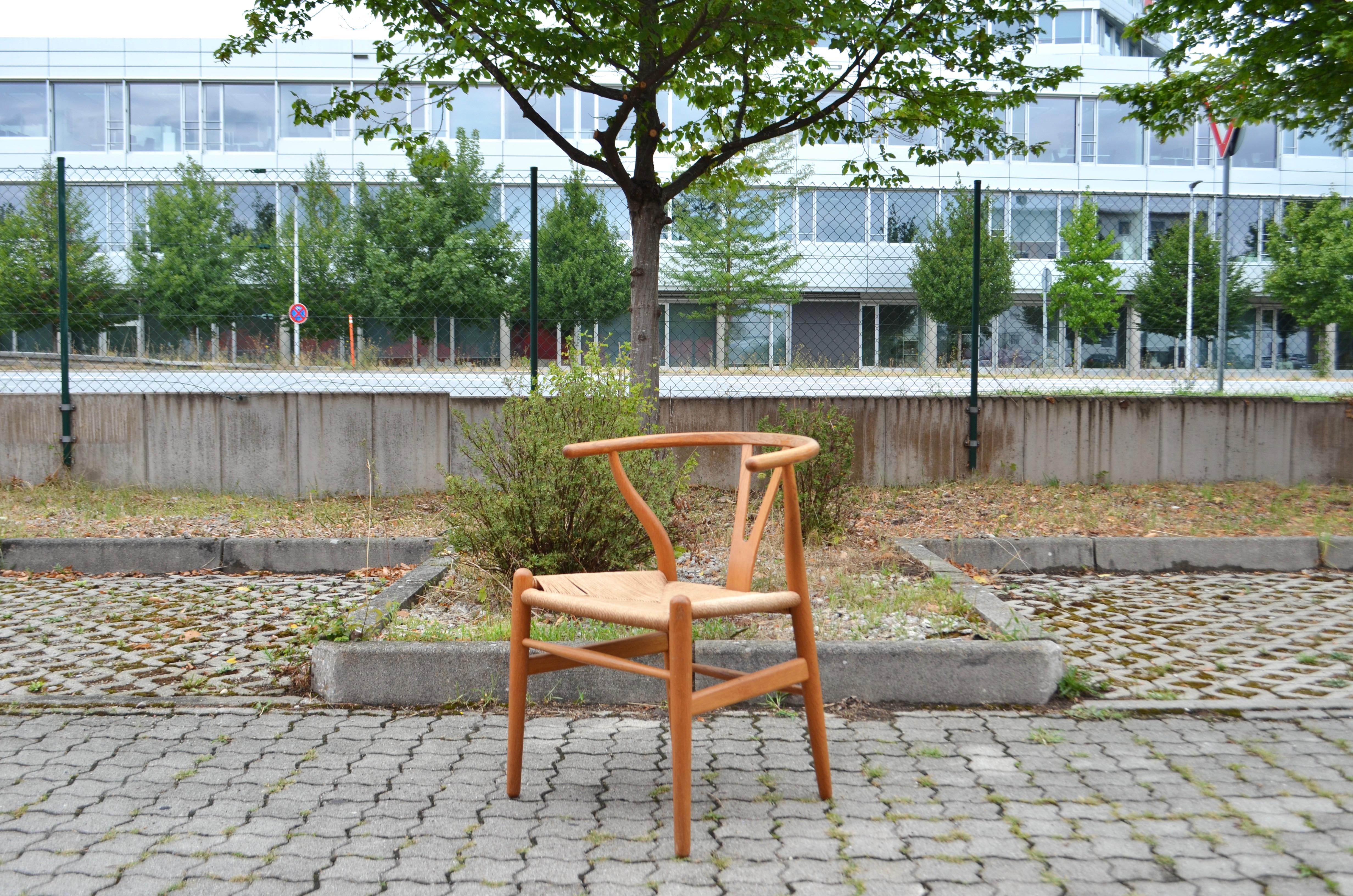 Hans Wegner CH24 chaise en chêne vintage Wishbone Y pour Carl Hansen lot de 4 en vente 1