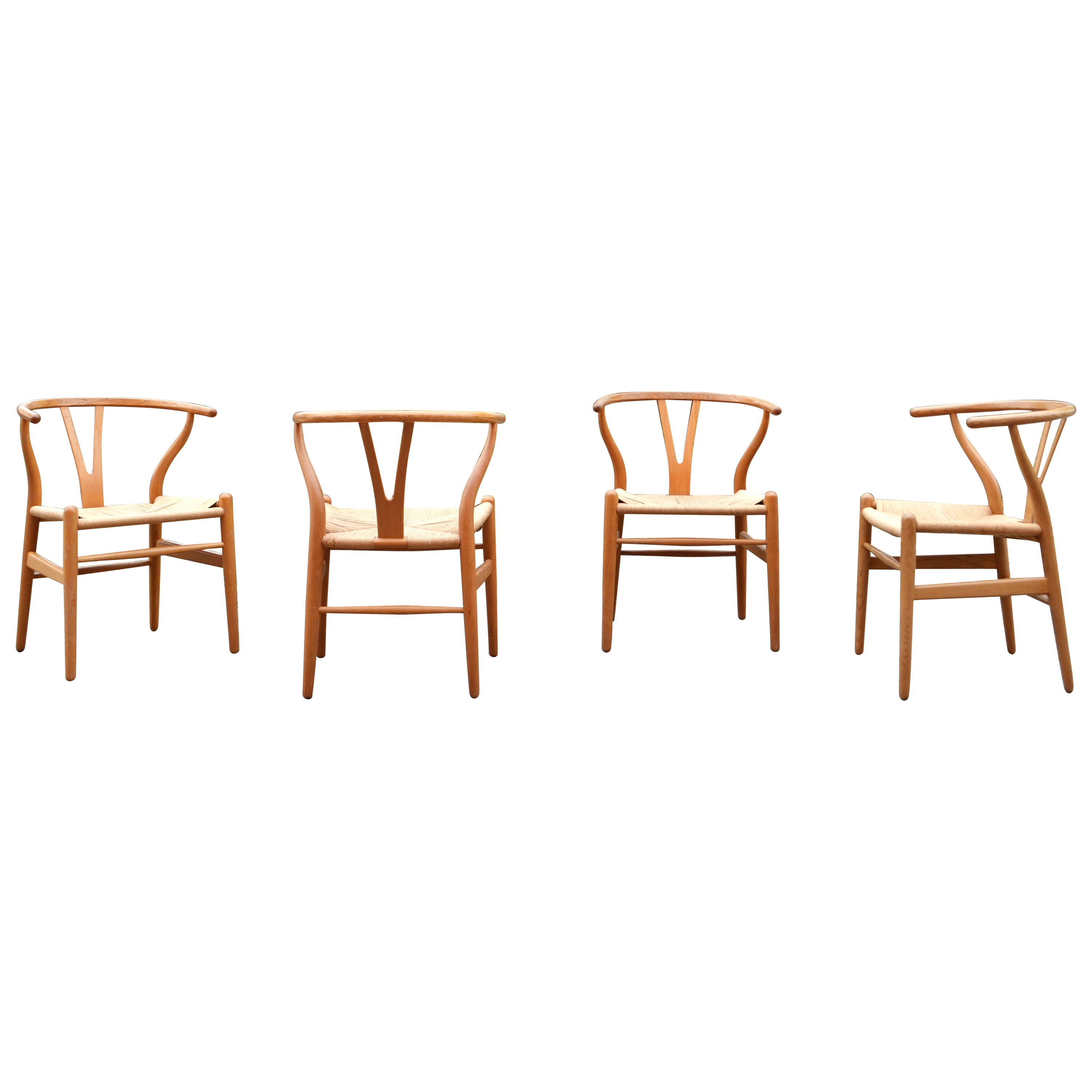 Hans Wegner CH24 chaise en chêne vintage Wishbone Y pour Carl Hansen lot de 4