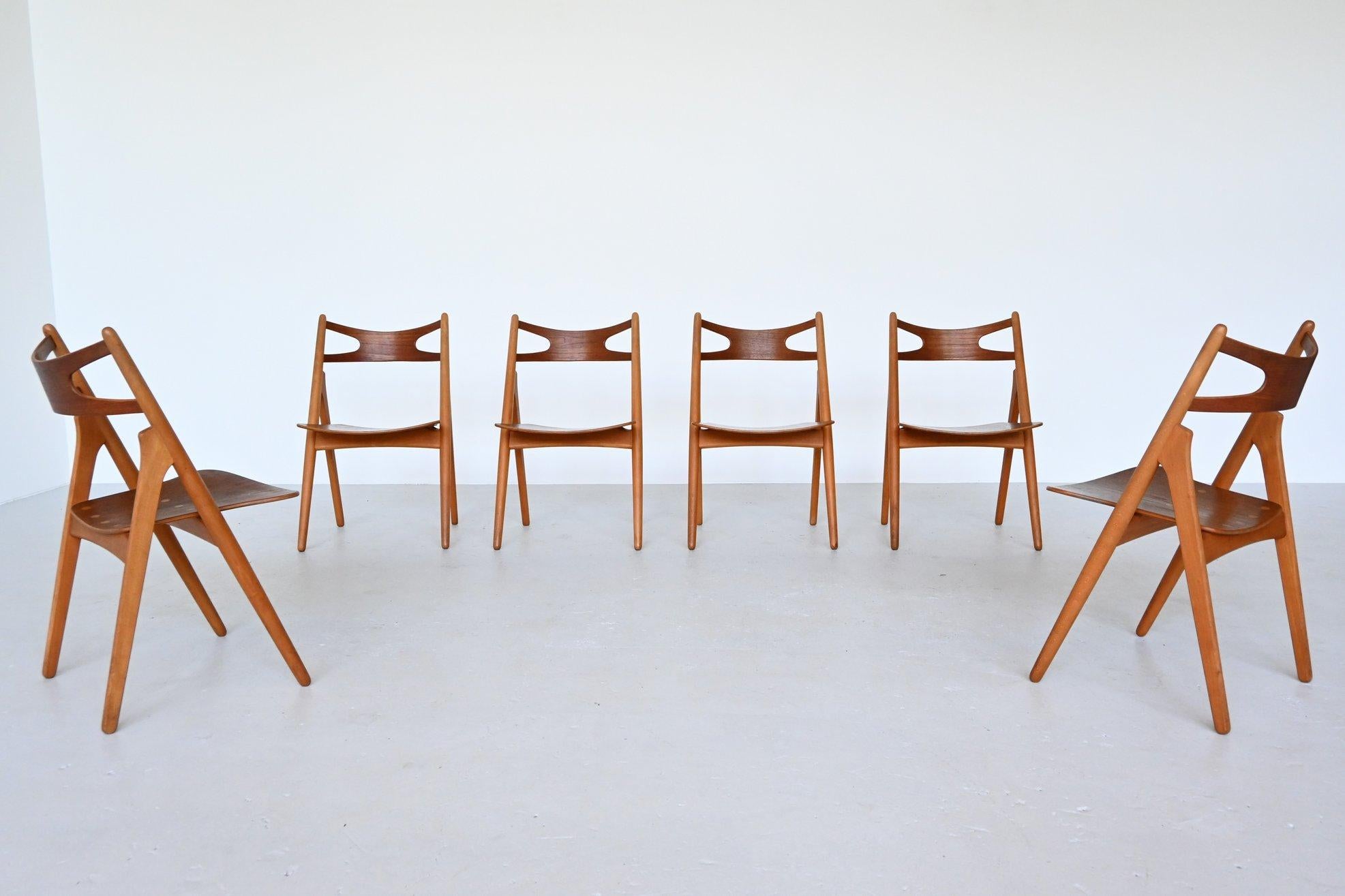 Mid-Century Modern Hans Wegner CH29 Sawbuck Dining Chairs Carl Hansen & Son, Denmark, 1952