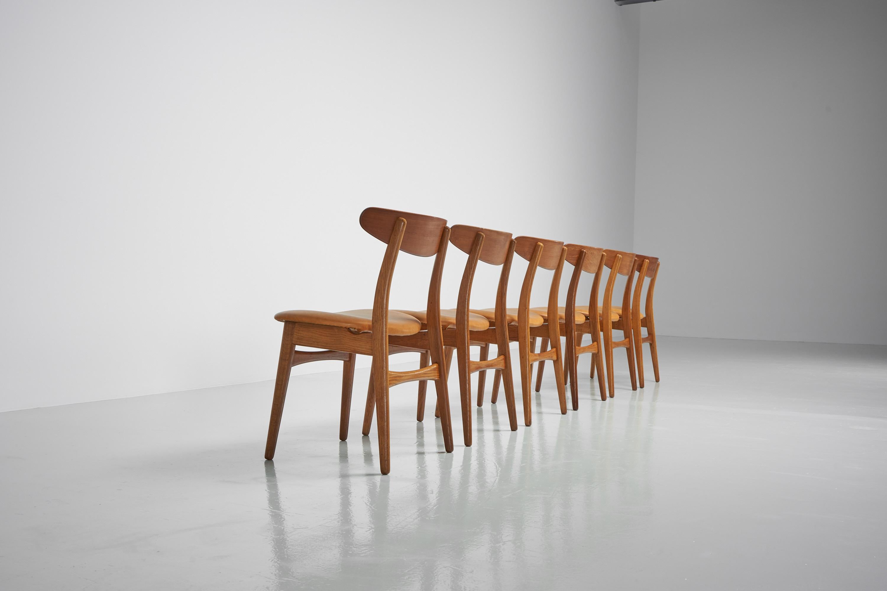 Faux Leather Hans Wegner CH30 Dining Chairs Carl Hansen, Denmark, 1950 For Sale