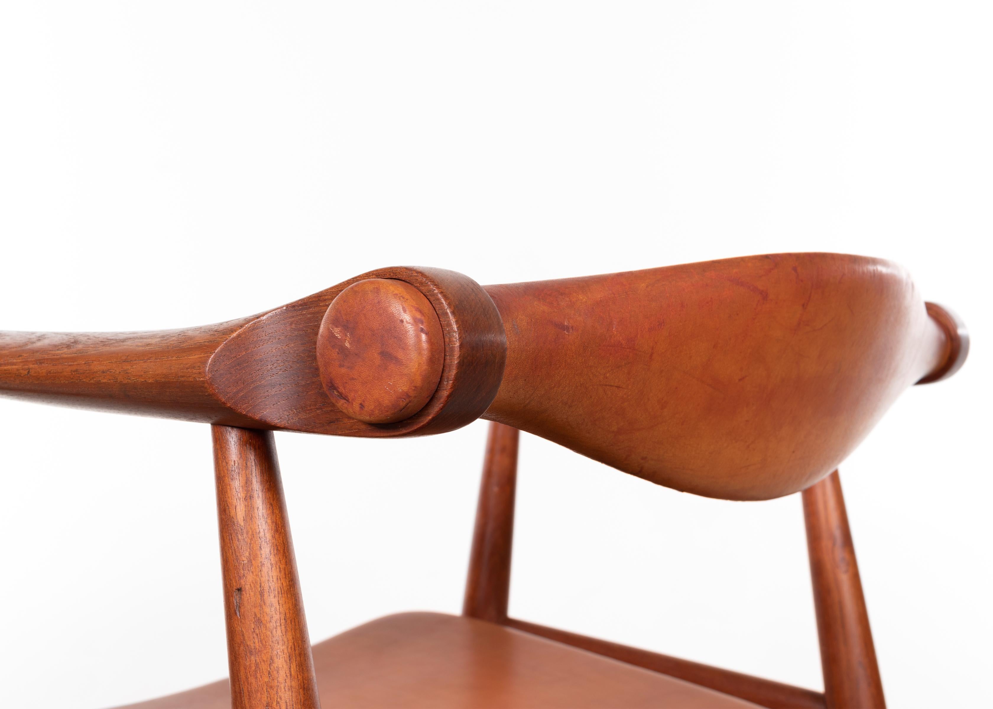 Hans Wegner CH34 Chair in Teak and Cognac Leather for Carl Hansen & Søn, Denmark 7