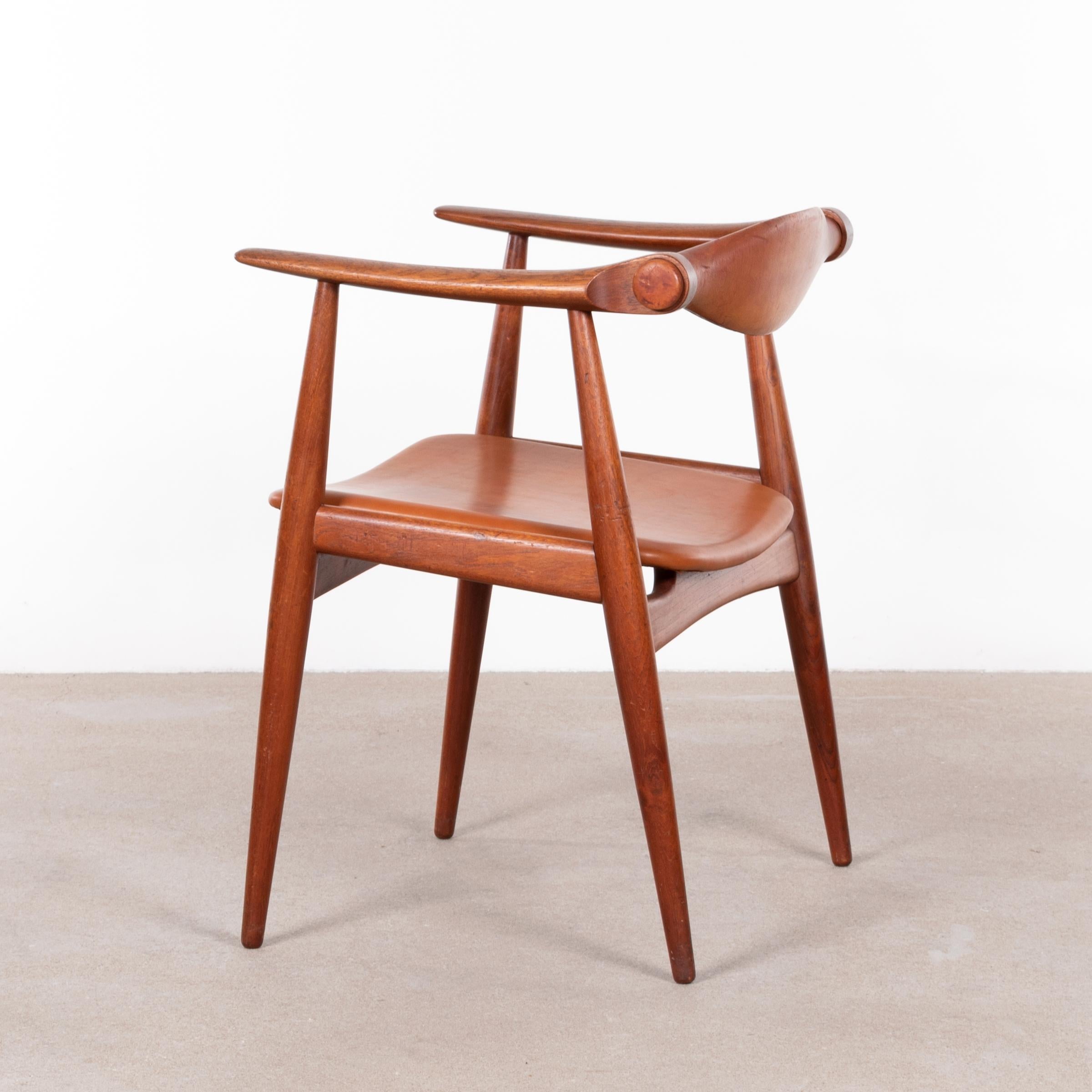 Danish Hans Wegner CH34 Chair in Teak and Cognac Leather for Carl Hansen & Søn, Denmark