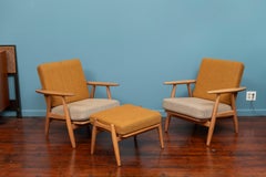 Hans Wegner "Cigar" Lounge Chairs and Ottoman for Getama