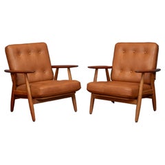 Hans Wegner Cigar Lounge Chairs, Model GE 240