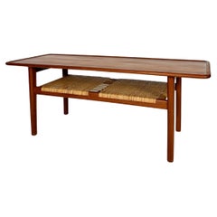 Hans Wegner Coffee Table AT10 Andreas Tuck Denmark Teak & Cane 1950s
