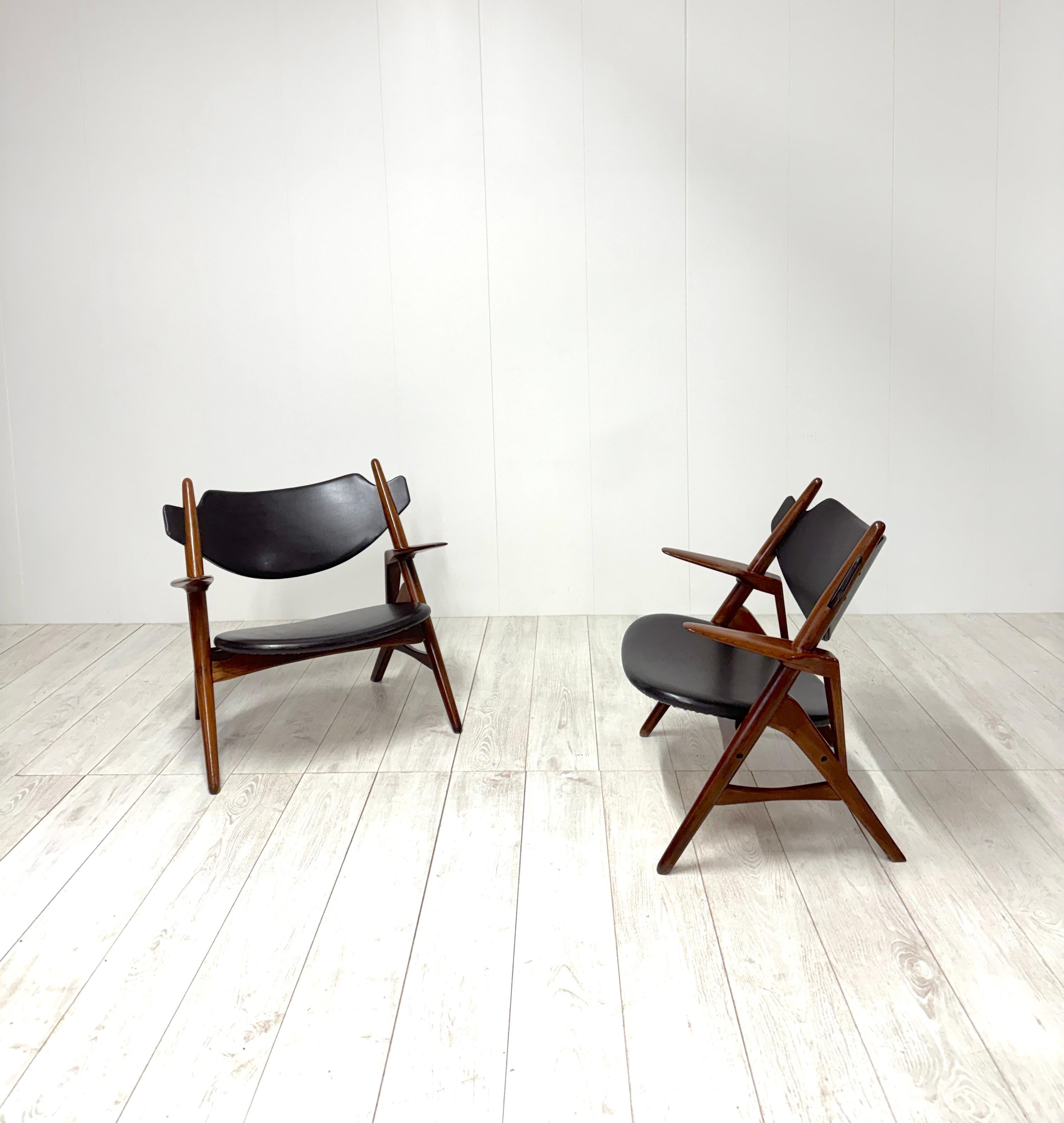 Hans Wegner, Coppia di poltroncine, Danimarca, 1950 In Good Condition For Sale In Rivoli, IT