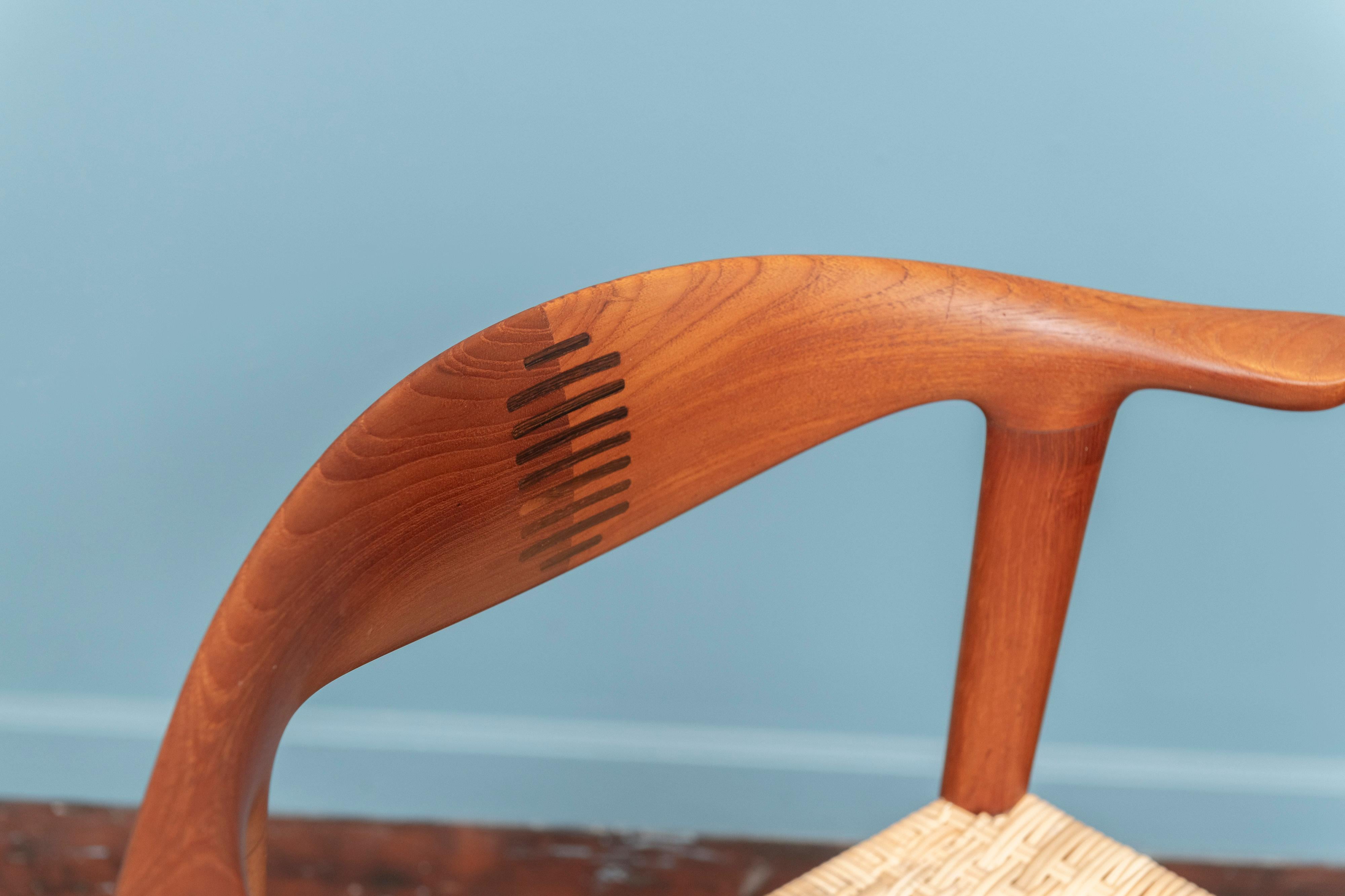 Cane Hans Wegner Cow Horn Chair, Model JH-505 for Johannes Hansen For Sale