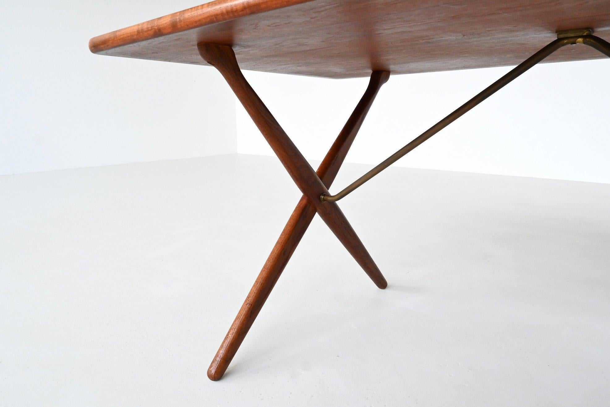 Hans Wegner cross-leg AT 303 dining table Andreas Tuck Denmark 1950 For Sale 6