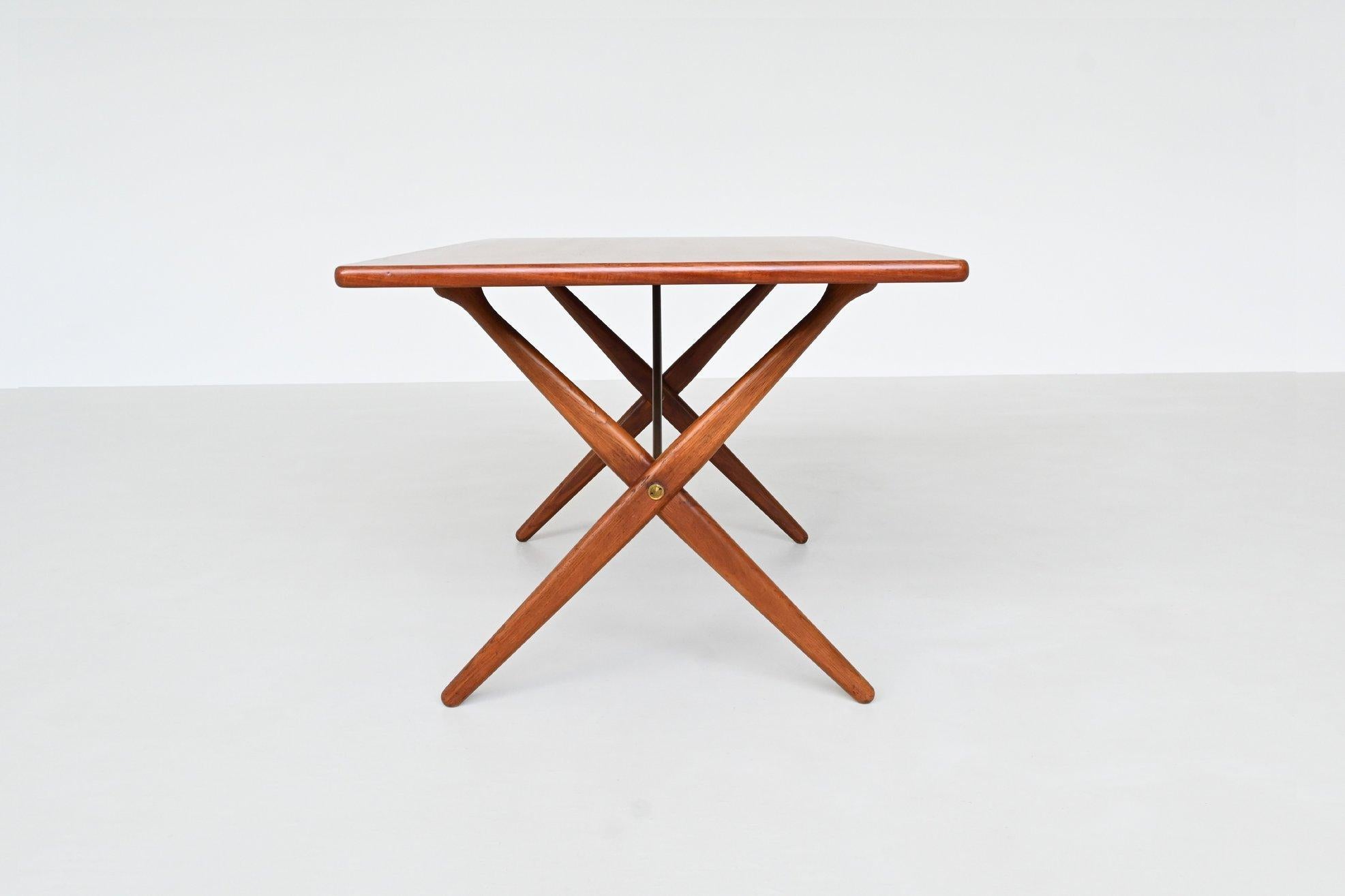Danish Hans Wegner cross-leg AT 303 dining table Andreas Tuck Denmark 1950 For Sale