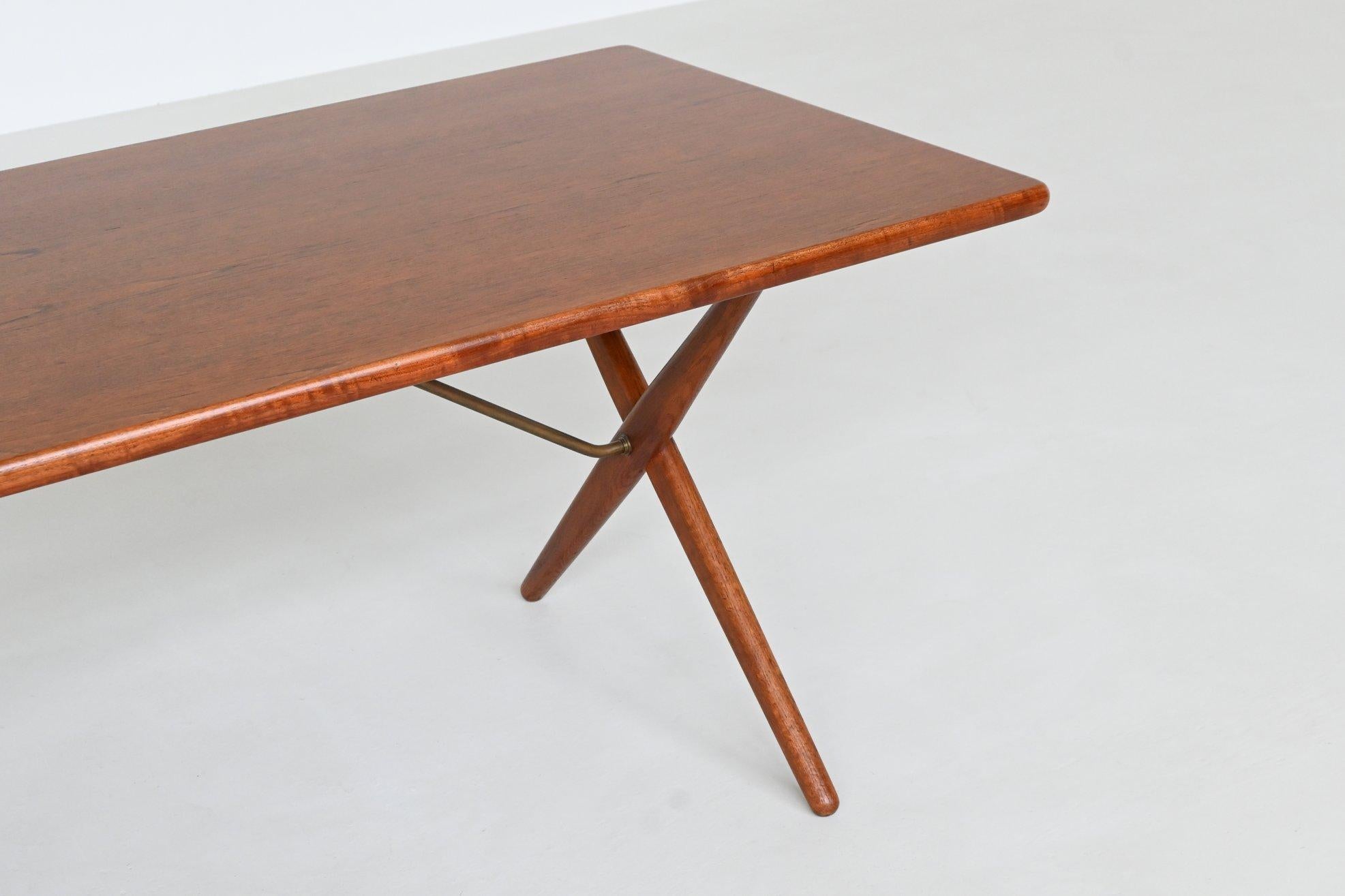 Hans Wegner cross-leg AT 303 dining table Andreas Tuck Denmark 1950 For Sale 1