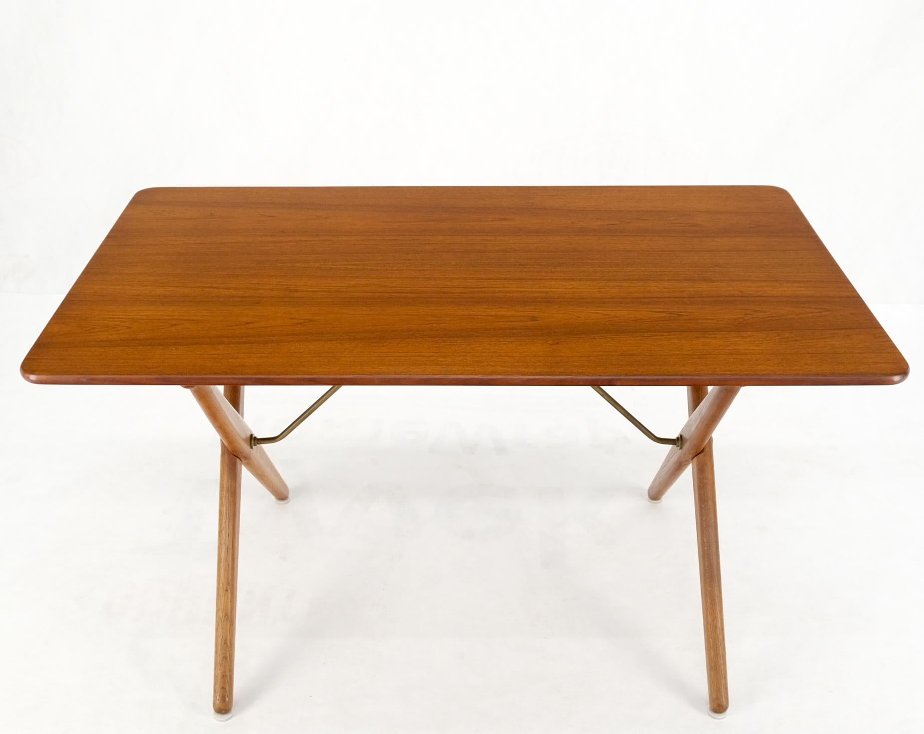 Hans Wegner Danish Mid-Century Modern Teak & Brass X Base Coffee Side Table For Sale 6