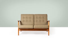 Hans Wegner Danish mid century vintage 2 seater sofa in forest green wool