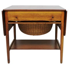 Vintage Hans Wegner Danish Modern AT-33 Teak and Oak Sewing Table for Andreas Tuck