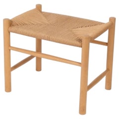 Hans Wegner Danish Modern Beech and Woven Cord Stool