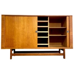 Hans Wegner Danish Modern Tall Sideboard or Buffet Tambour Doors
