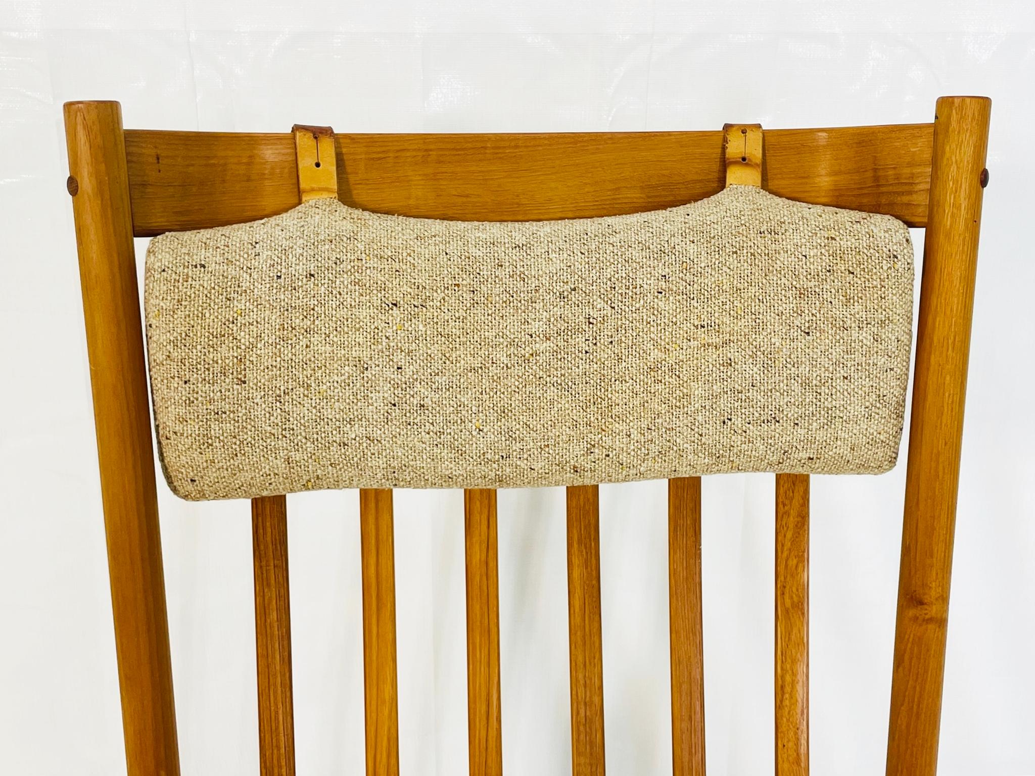 Hans Wegner Danish Teak Rocking Chair for Tarm Stole, 1960s (Stoff) im Angebot