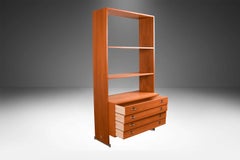 Hans Wegner Danish Teak Single Column Freestanding Wall Unit Room Divider