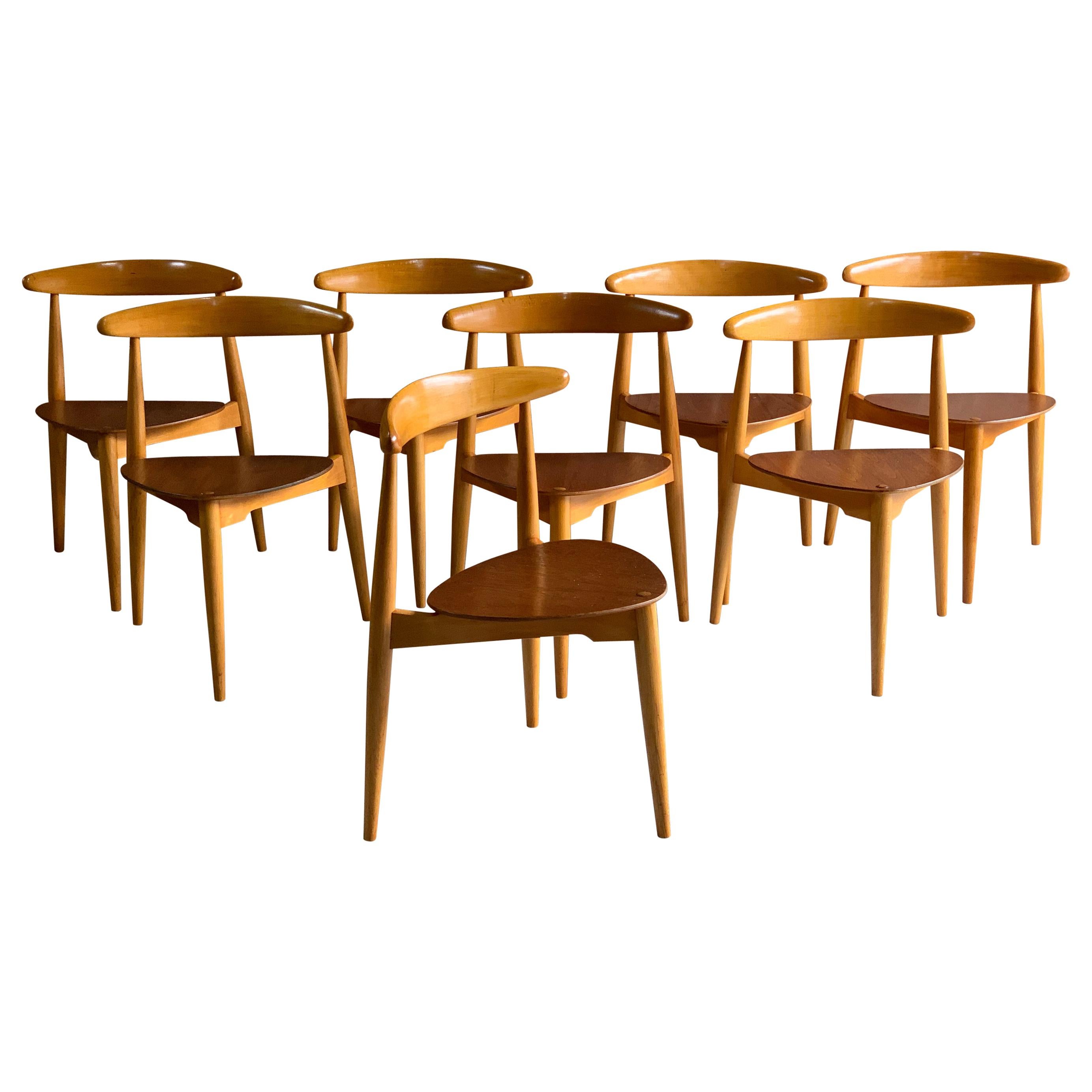 Hans Wegner Dining Chairs Heart Shape Model FH 4103 Fritz Hansen, Denmark, 1950s