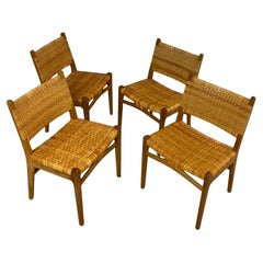 Used Hans Wegner Dining Chairs Model CH31 Oak & Rattan