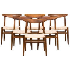 Hans Wegner Dining Chairs Model W2 by C.M Madsen in Denmark