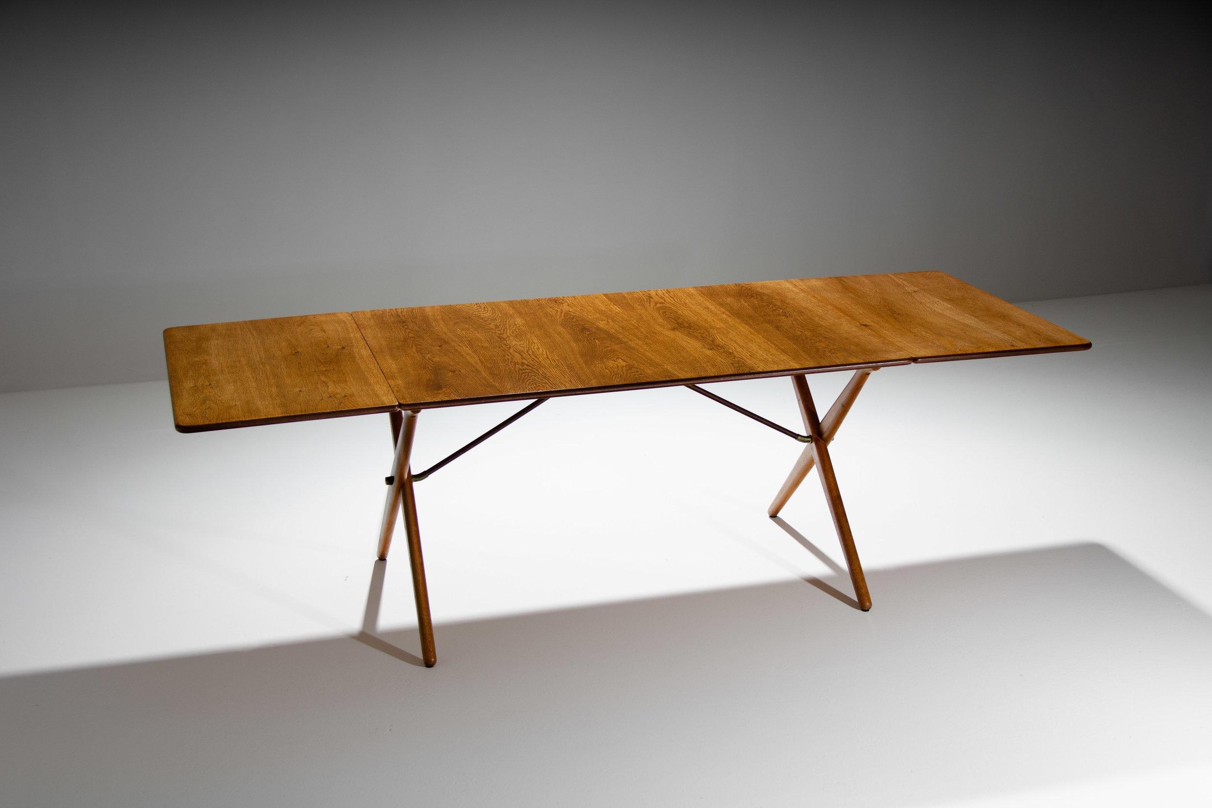 Drop-leaf dining table, model AT-309, designed by Hans Wegner in the early 1950s and manufactured by Andreas Tuck.

Hans J. Wegner became world-renowned for his chairs, but he also designed a broad range of tables, where he was just as thorough
