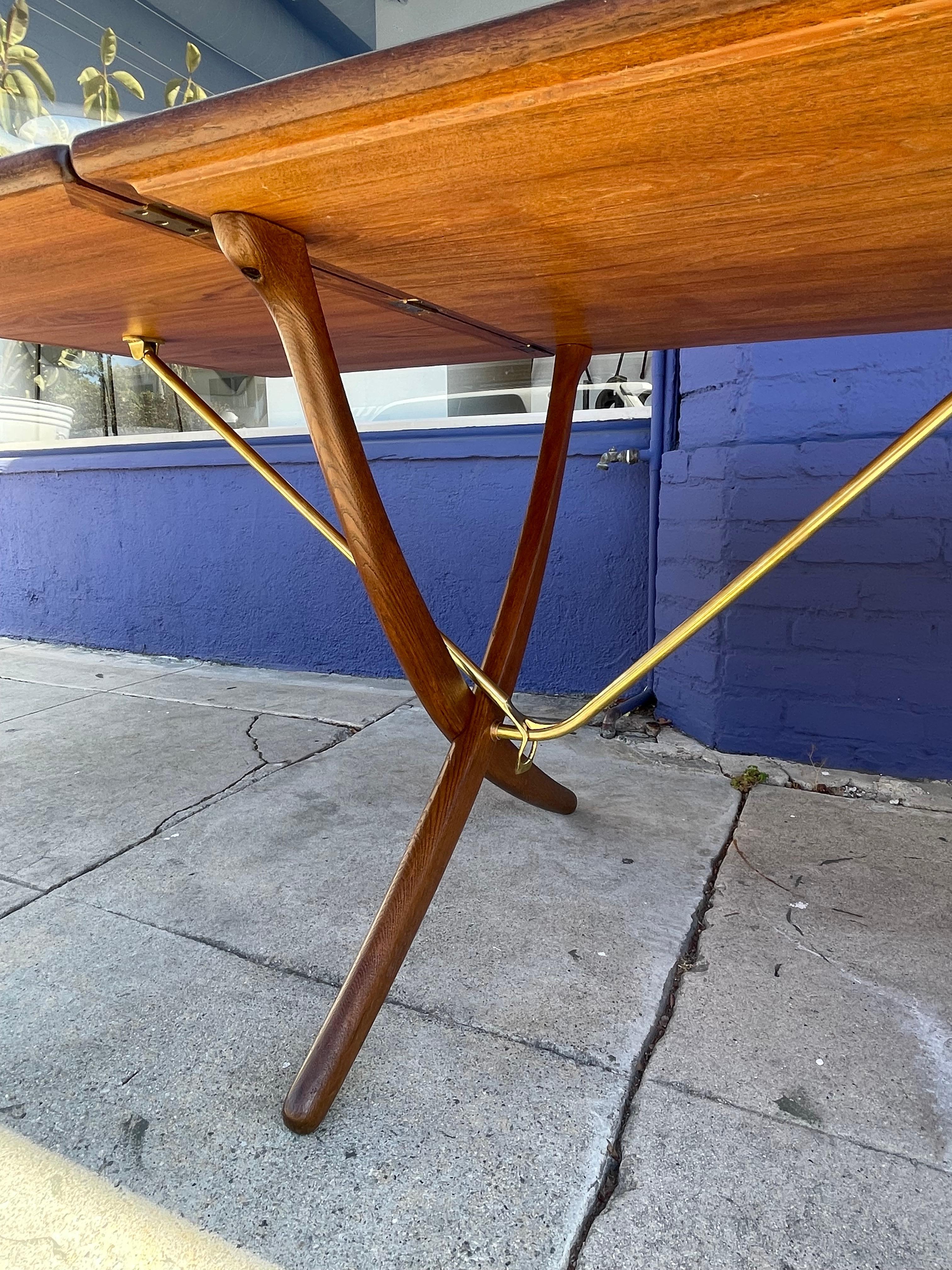 Brass Hans Wegner Drop-Leaf Dining Table, Model AT-304 For Sale