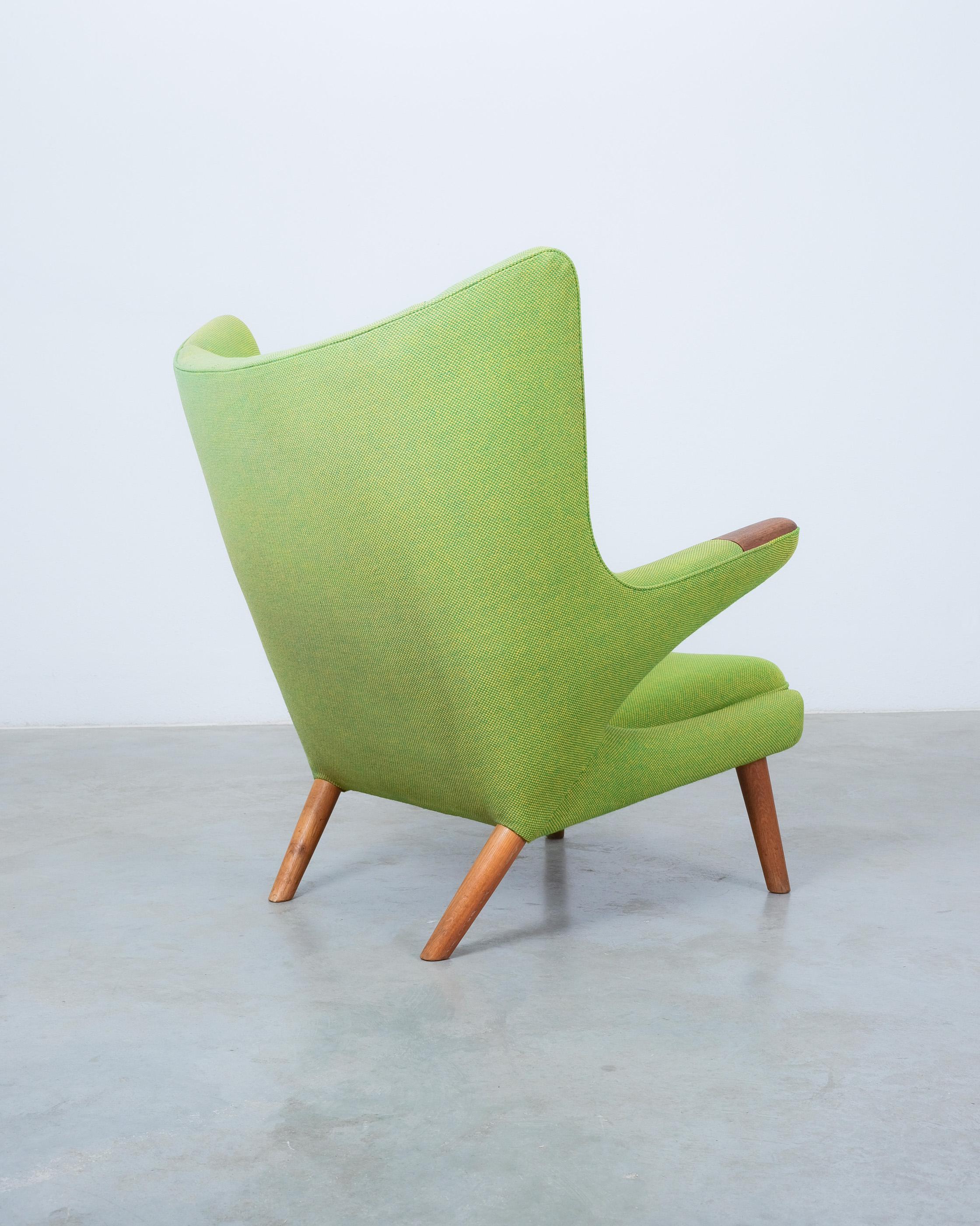 Hans Wegner Early Papa Bear Chair by AP Stolen Original Fabric 1951, Stamped For Sale 4