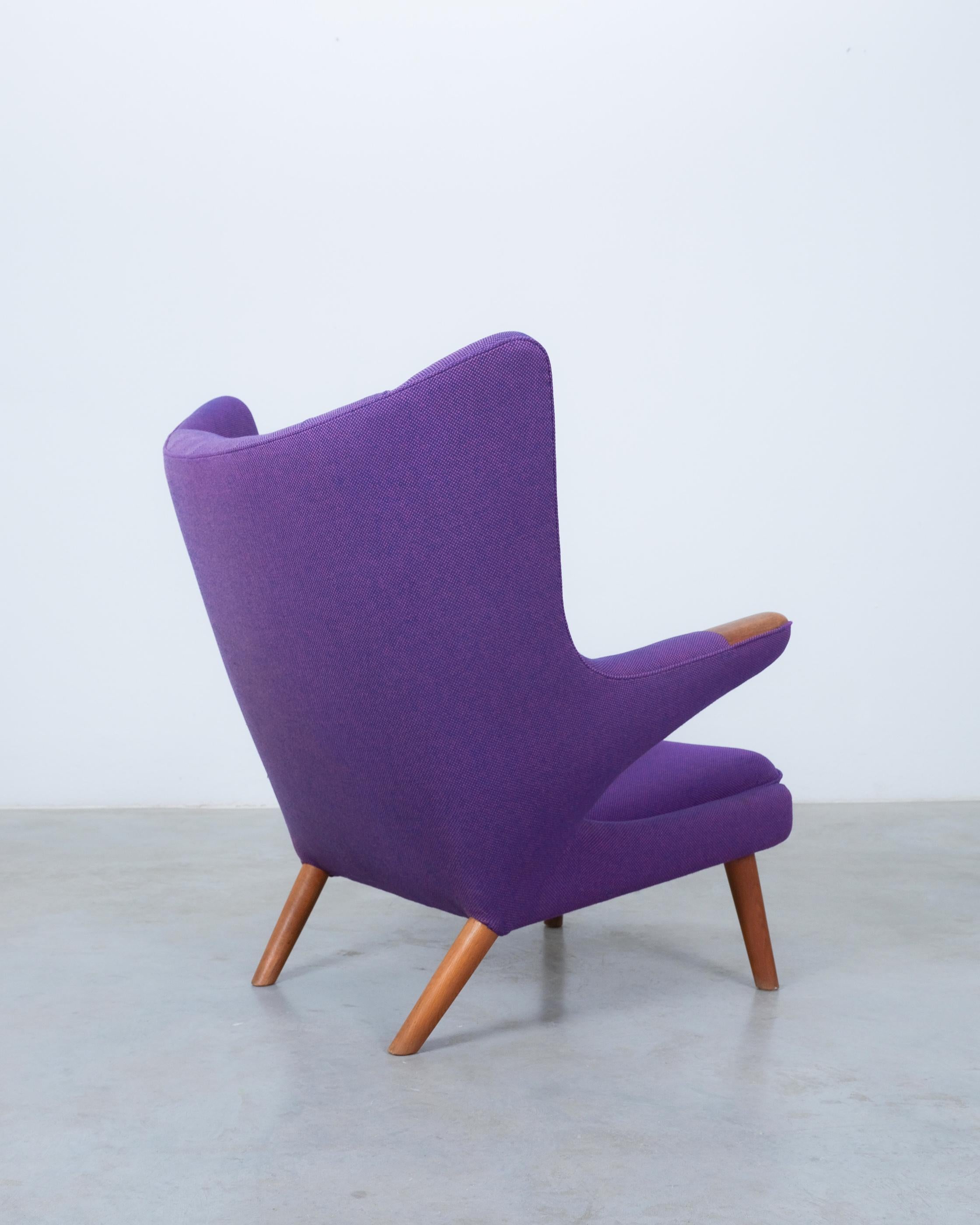 Hans Wegner Early Papa Bear Chair by AP Stolen Original Fabric 1951, Stamped For Sale 5