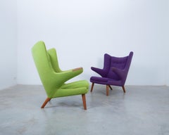 Hans Wegner Early Papa Bear Chair by AP Stolen Original Fabric 1951, Stamped