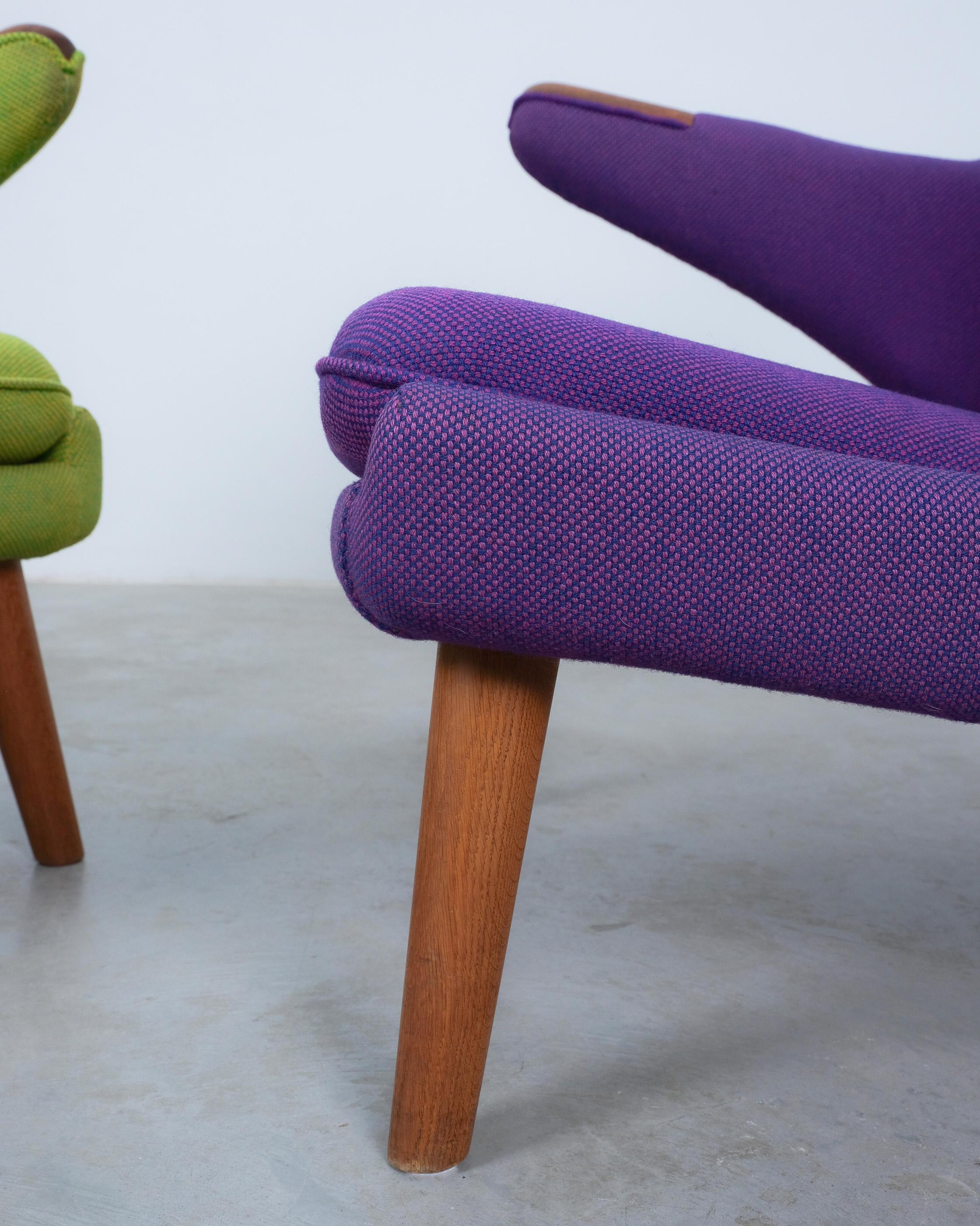 Danish Hans Wegner Early Papa Bear Chair by AP Stolen Original Fabric 1951, Stamped For Sale