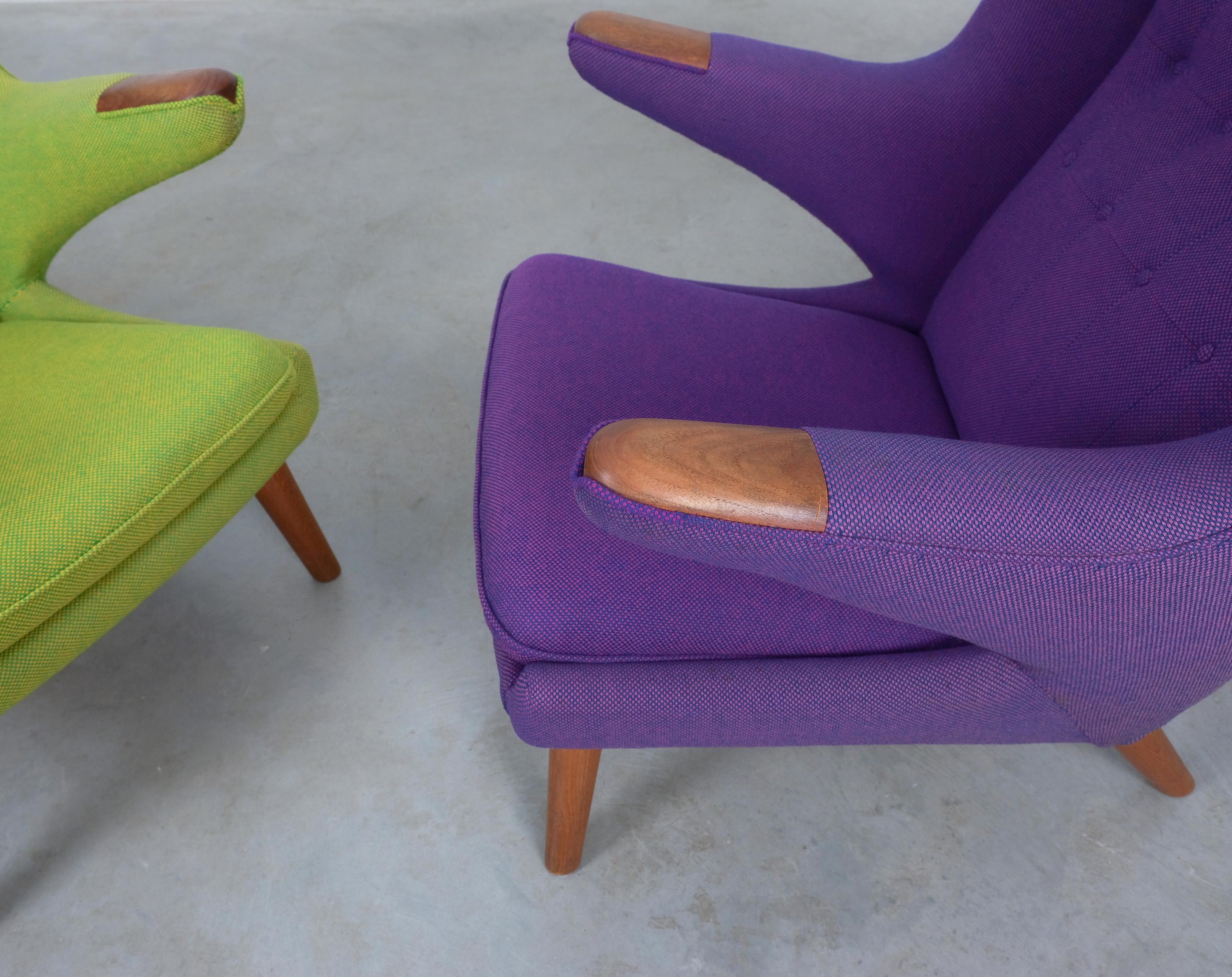 Mid-20th Century Hans Wegner Early Papa Bear Chair by AP Stolen Original Fabric 1951, Stamped For Sale