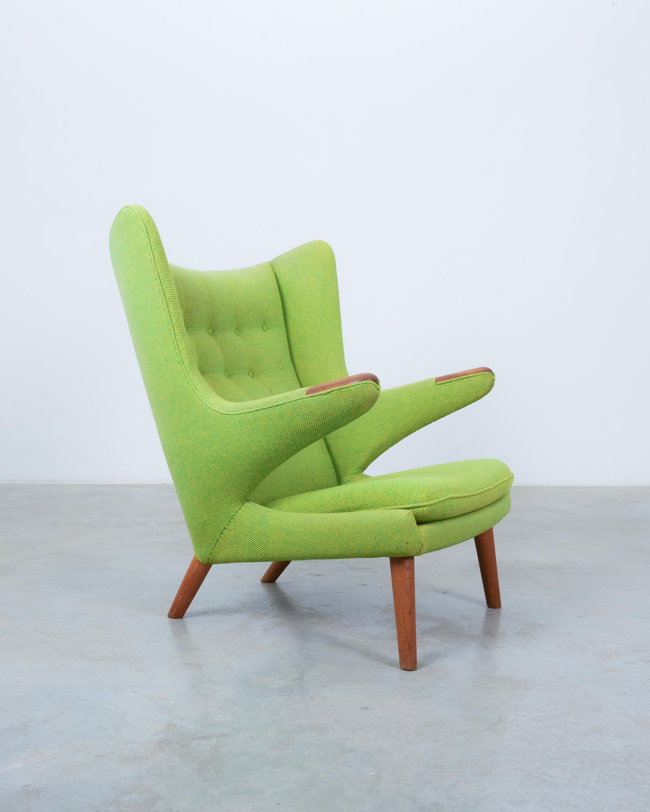 Hans Wegner Early Papa Bear Chair by AP Stolen Original Fabric 1951, Stamped For Sale 2