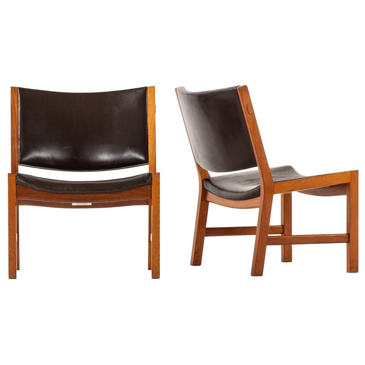 Hans Wegner Easy Chairs Model JH54 by Cabinetmaker Johannes Hansen in Denmark For Sale