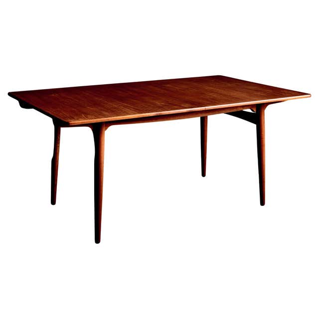 Danish dining table in solid teak and beech and brass, model AT 303 ...