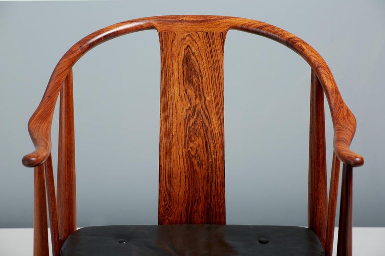 Leather Hans Wegner FH-4283 Rosewood China Chair, C1960s For Sale