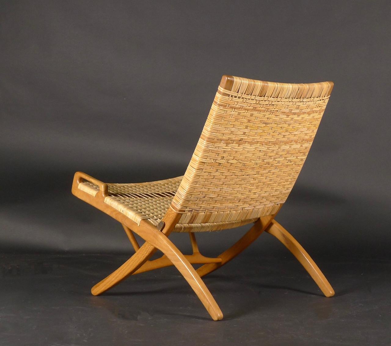 Hans Wegner, Folding Lounge Chair model JH-512, circa 1960, by Johannes Hansen In Good Condition For Sale In Wargrave, Berkshire