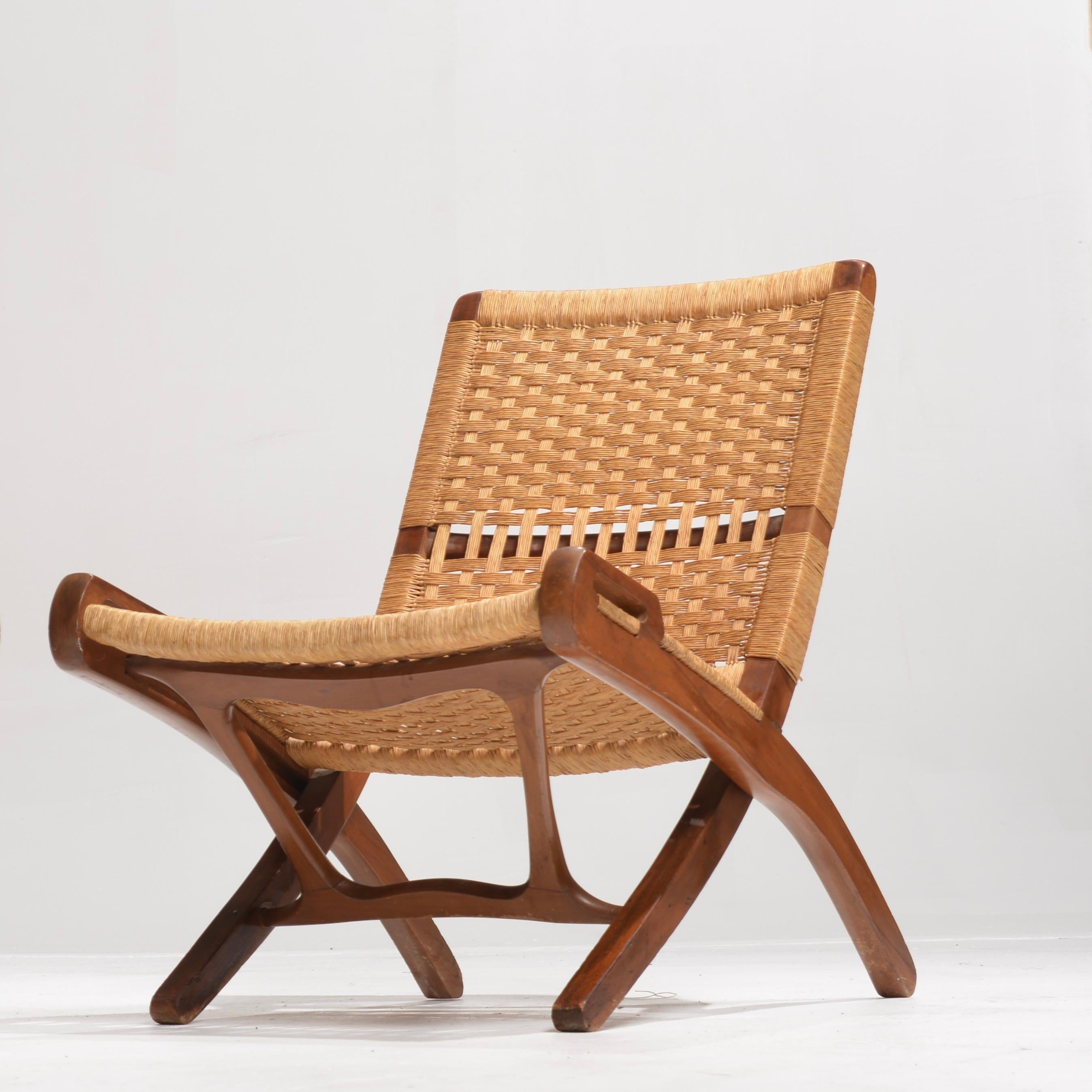Hans Wegner Folding Rope Chair In Good Condition In Los Angeles, CA