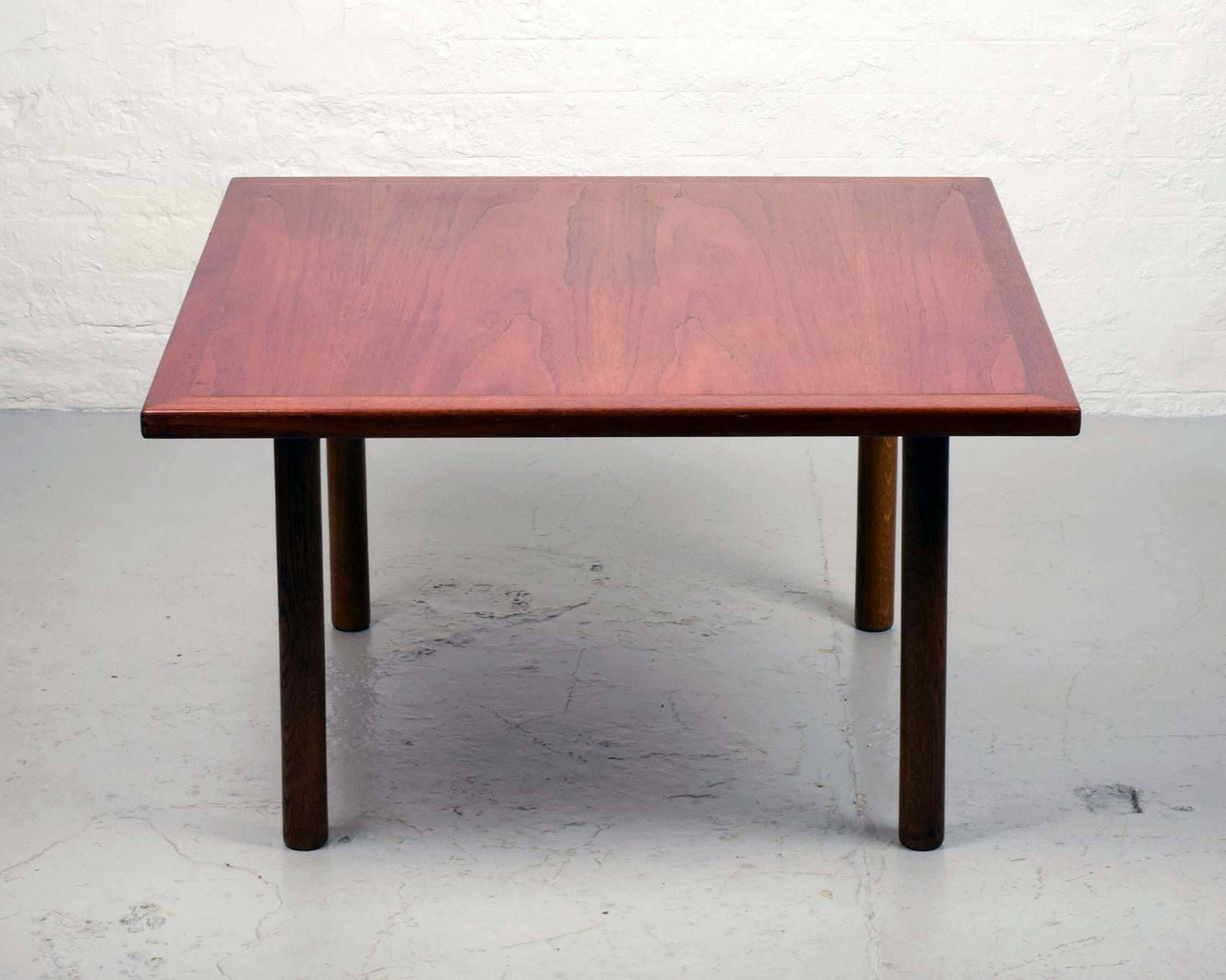 Hans J Wegner (designer)
Andreas Tuck, DK (manufacturer)

Teak low/coffee table, 1960s
Veneered and solid teak top on detachable oak legs.
Good un-restored original condition.

Stamped to underside:
'FABRIKAT: ANDR. TUCK, ARKITEKT: Hans J.