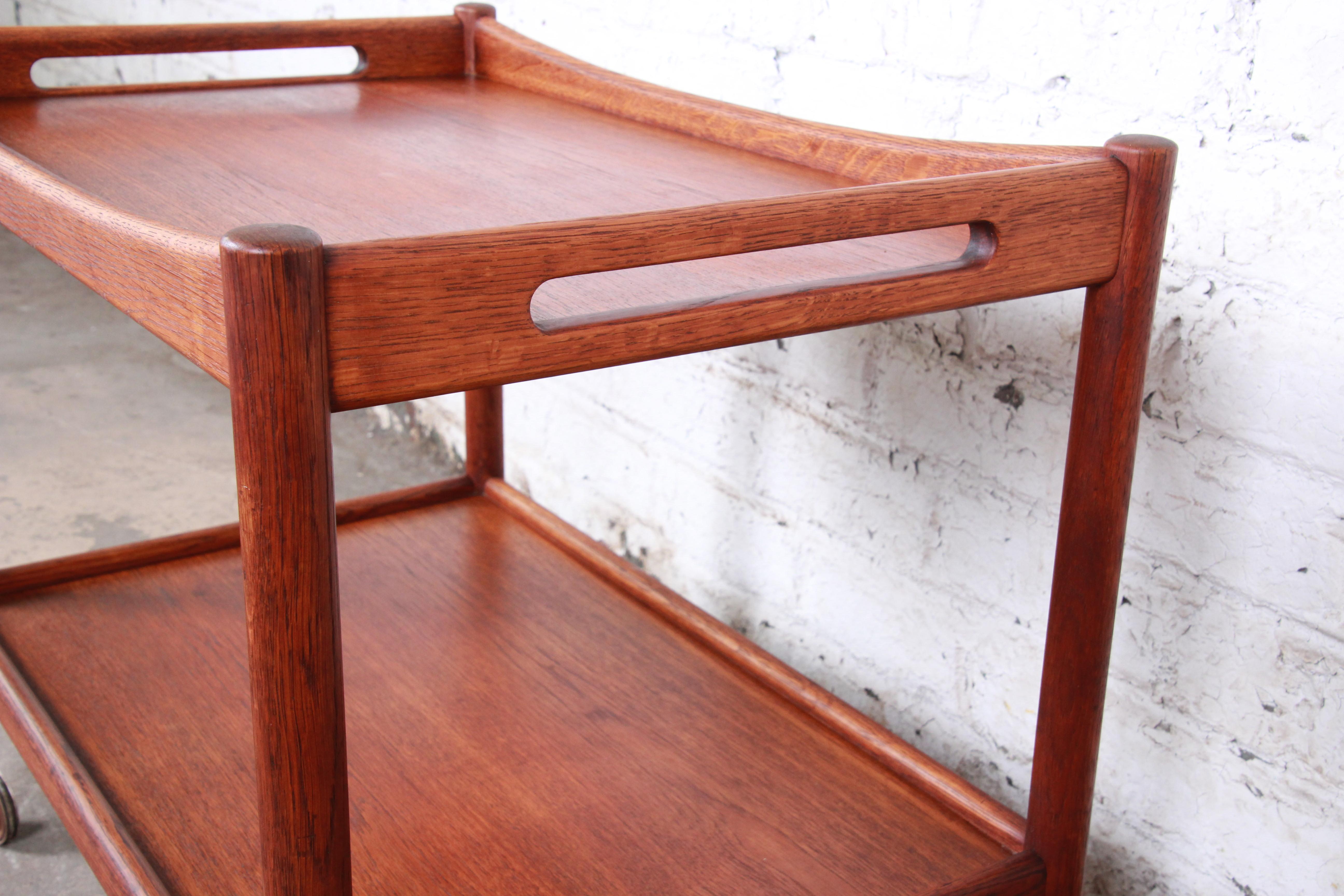 Mid-20th Century Hans Wegner for Andreas Tuck Danish Modern Teak Serving Trolley Bar Cart, 1950s