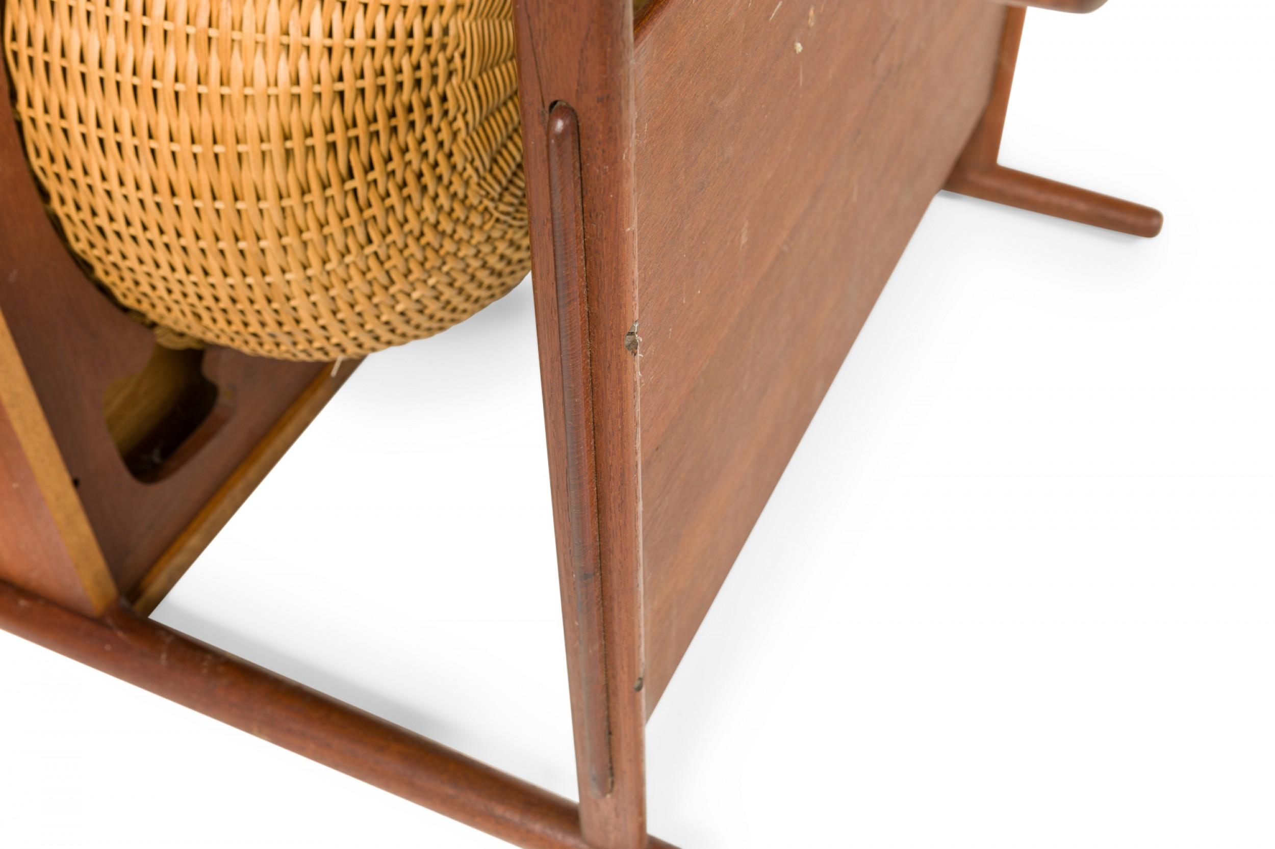 Hans Wegner for Andreas Tuck Danish Teak and Wicker Drop Leaf Sewing Table For Sale 9