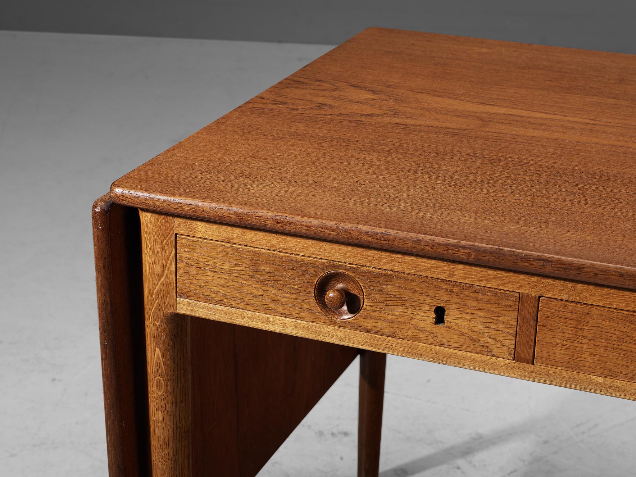 Scandinavian Modern Hans Wegner for Andreas Tuck Desk with Drop-Leaves in Oak and Teak For Sale