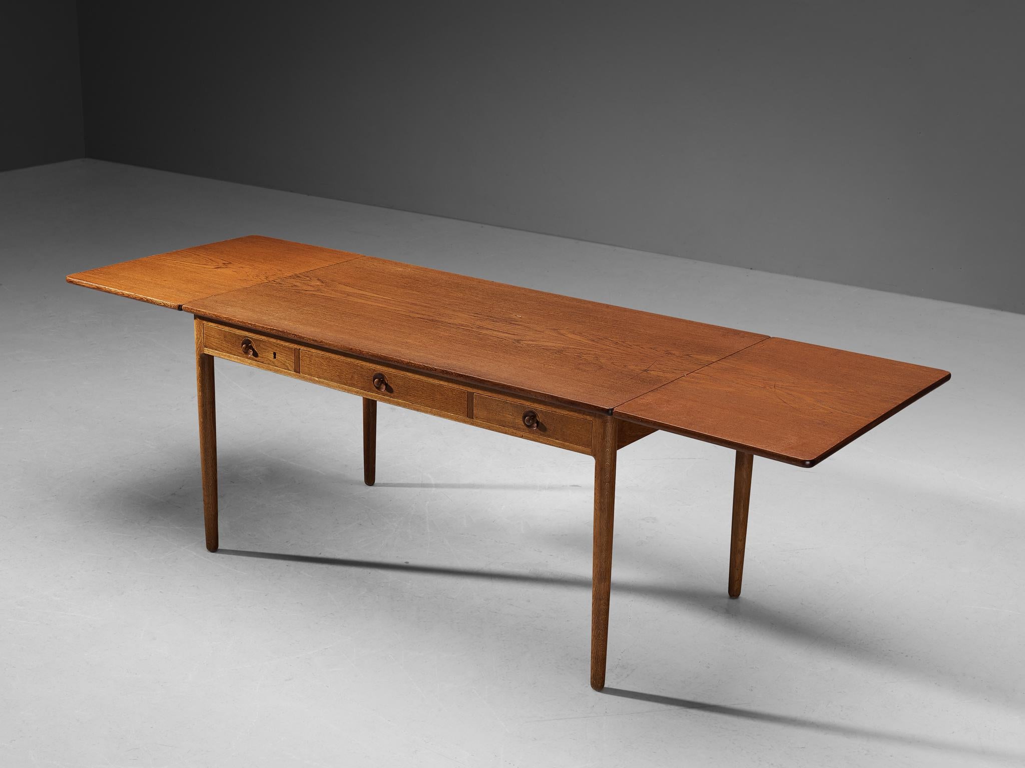 Danish Hans Wegner for Andreas Tuck Desk with Drop-Leaves in Oak and Teak For Sale